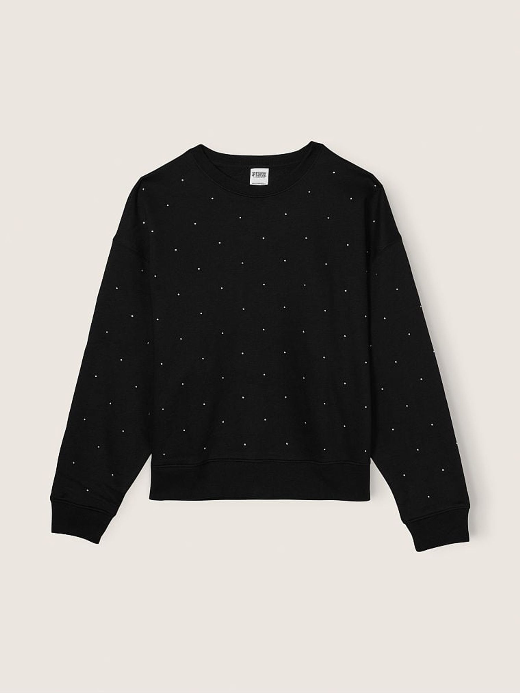 Pure Black Pin Dots Fleece Long Sleeve Sweatshirt - Image 3 of 4