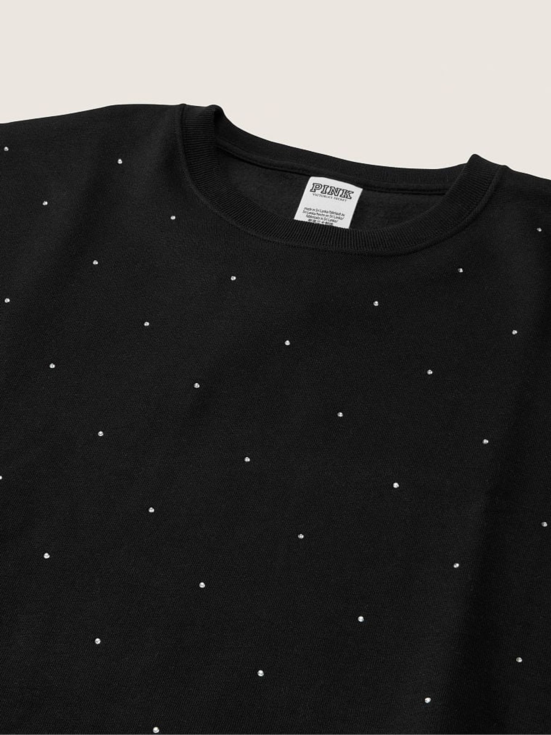 Pure Black Pin Dots Fleece Long Sleeve Sweatshirt - Image 4 of 4