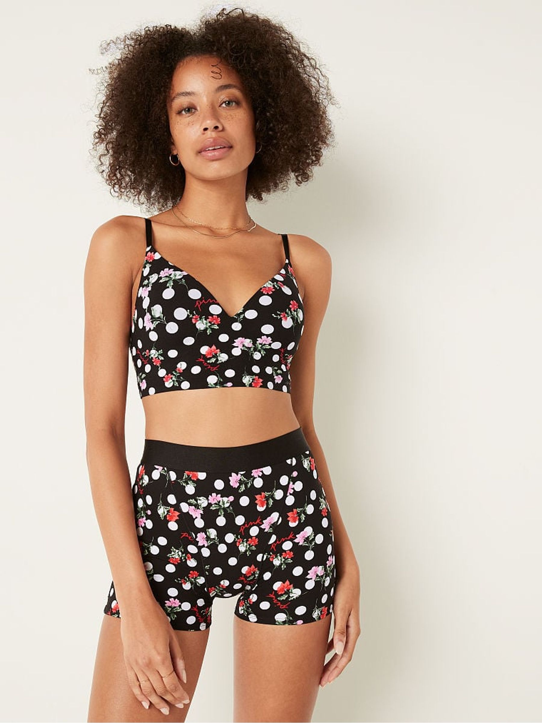 Pure Black Floral Dot Print Period Short Knickers - Image 1 of 1