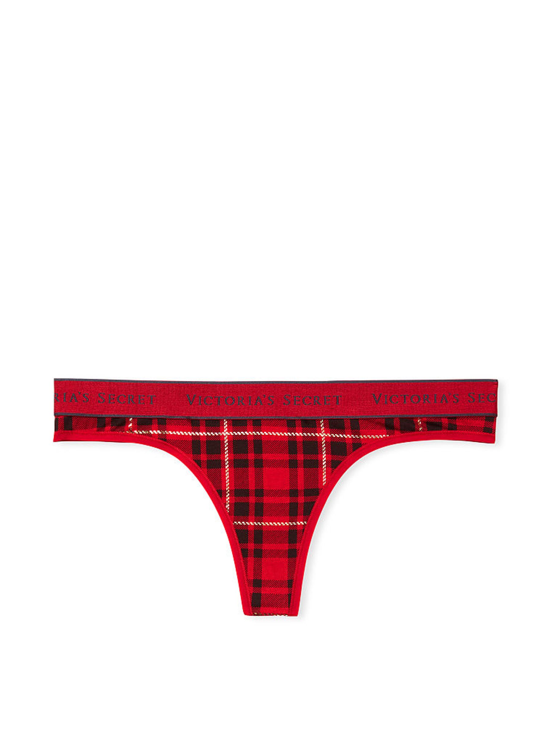 Red Stretch Cotton Logo Thong Knickers - Image 3 of 3