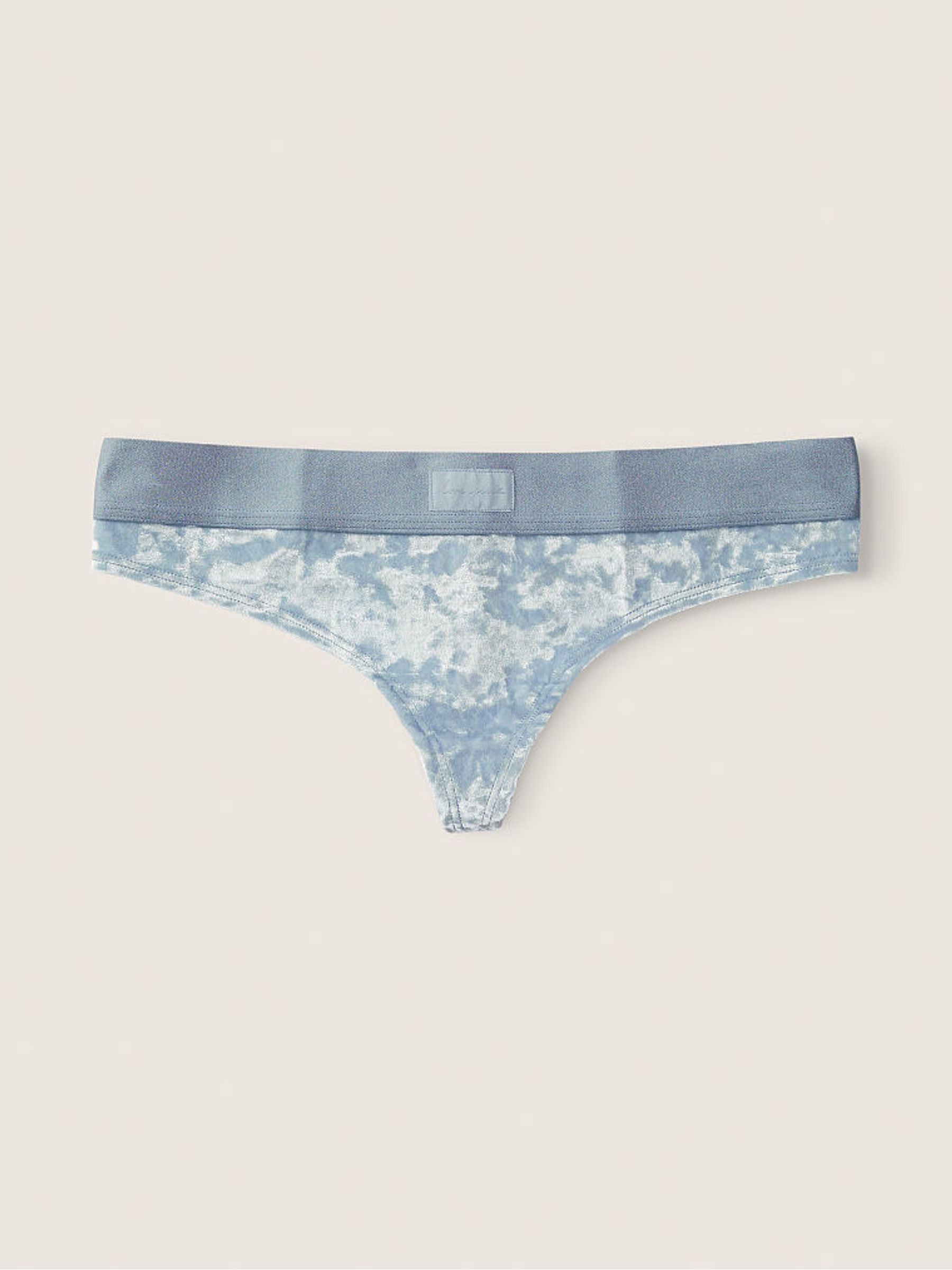 Chalk Blue Velvet Thong Knickers - Image 1 of 1