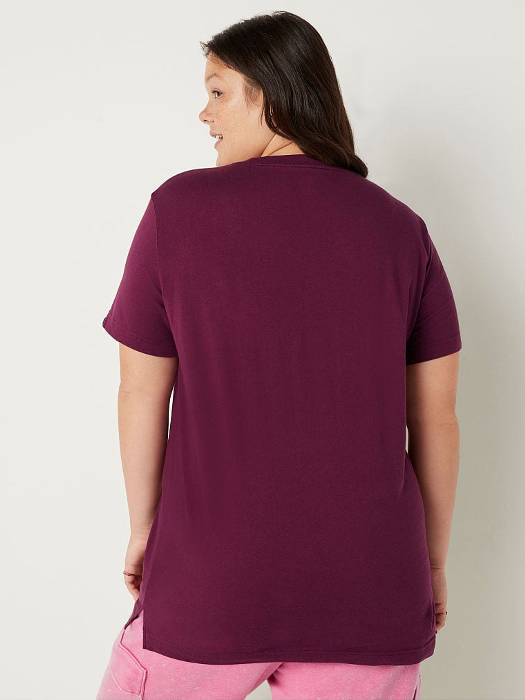 Rich Maroon Pink Graphic Cotton Short Sleeve Campus T-Shirt - Image 2 of 4