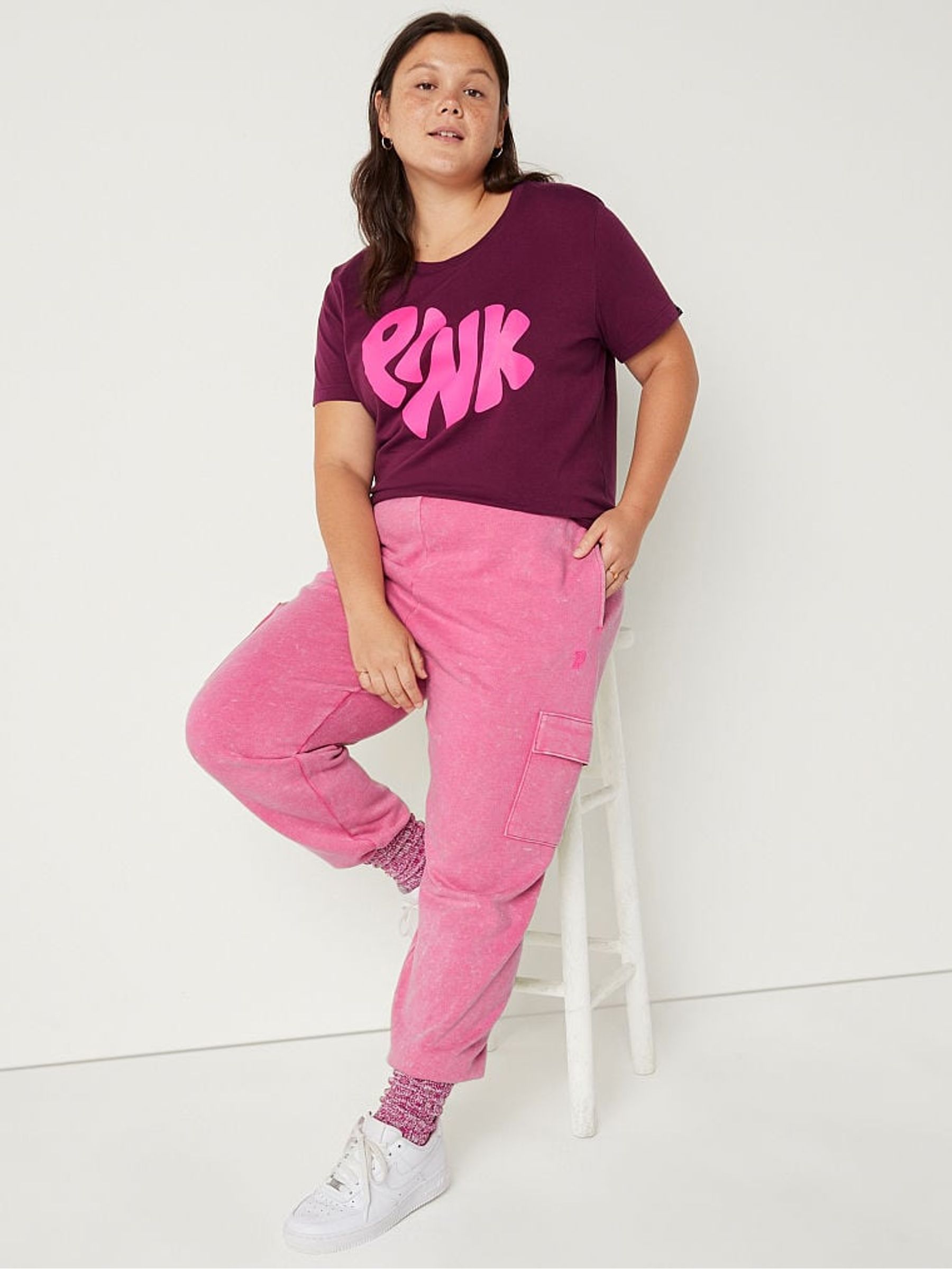 Rich Maroon Pink Graphic Cotton Short Sleeve Campus T-Shirt - Image 3 of 4