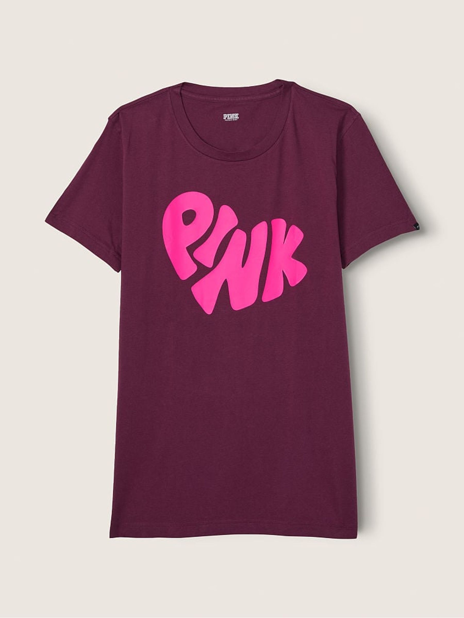 Rich Maroon Pink Graphic Cotton Short Sleeve Campus T-Shirt - Image 4 of 4