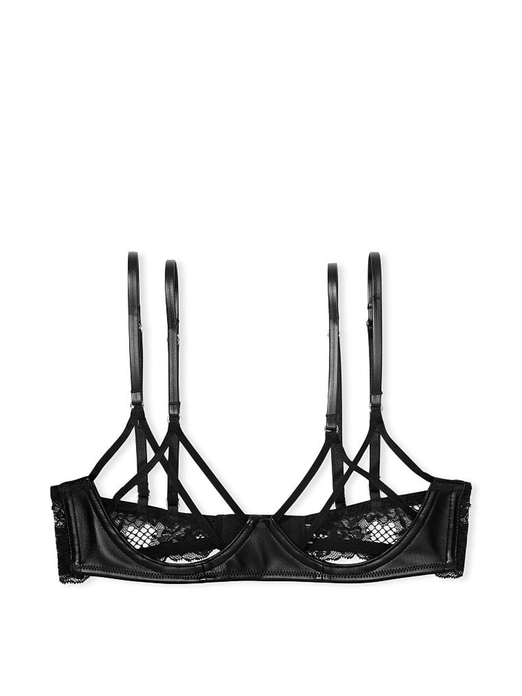 Black Faux Leather Open Cup Bra - Image 3 of 3