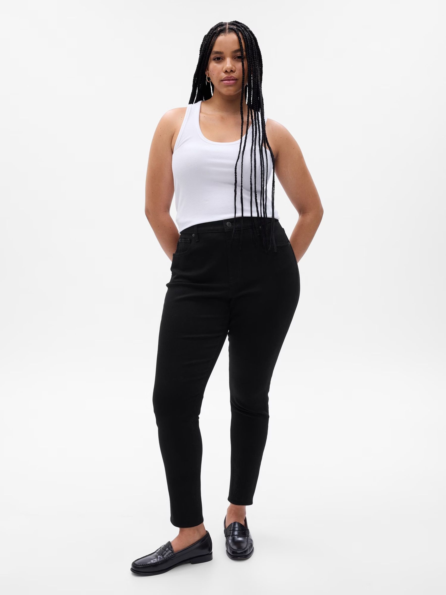 Black High Waisted Classic Stretch True Skinny Jeans - Image 1 of 6