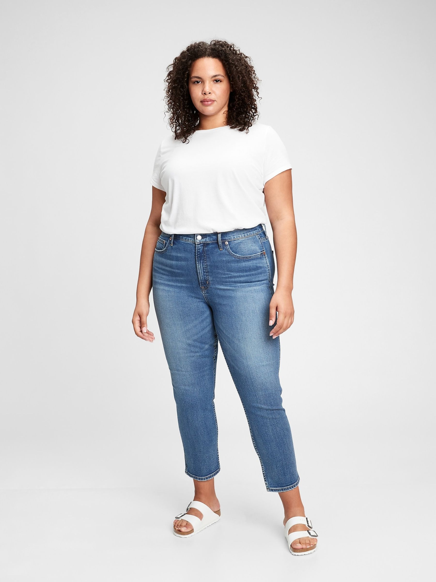 Mid Blue High Waisted Ankle Length Vintage Slim Jeans - Image 6 of 9