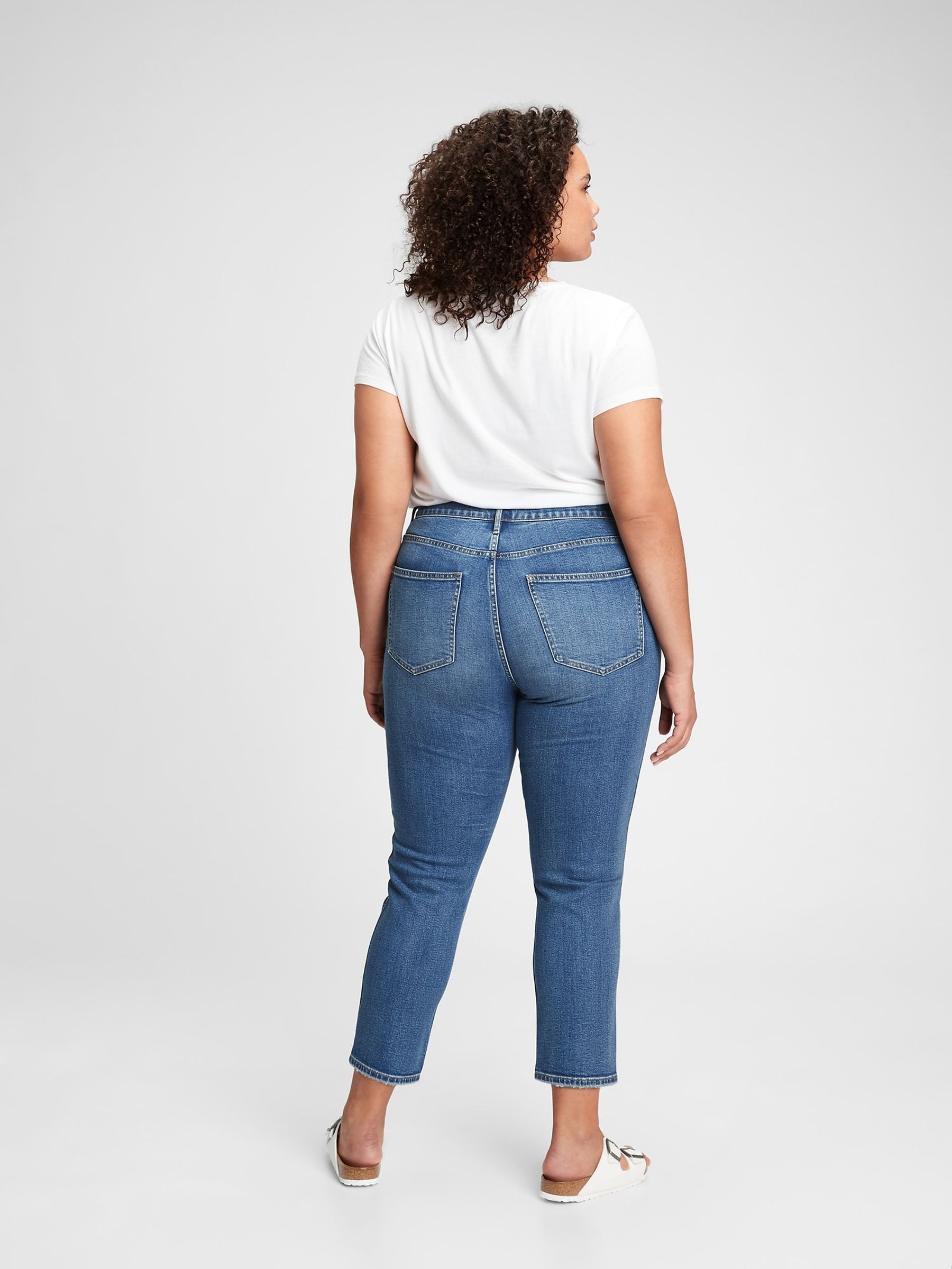 Mid Blue High Waisted Ankle Length Vintage Slim Jeans - Image 7 of 9
