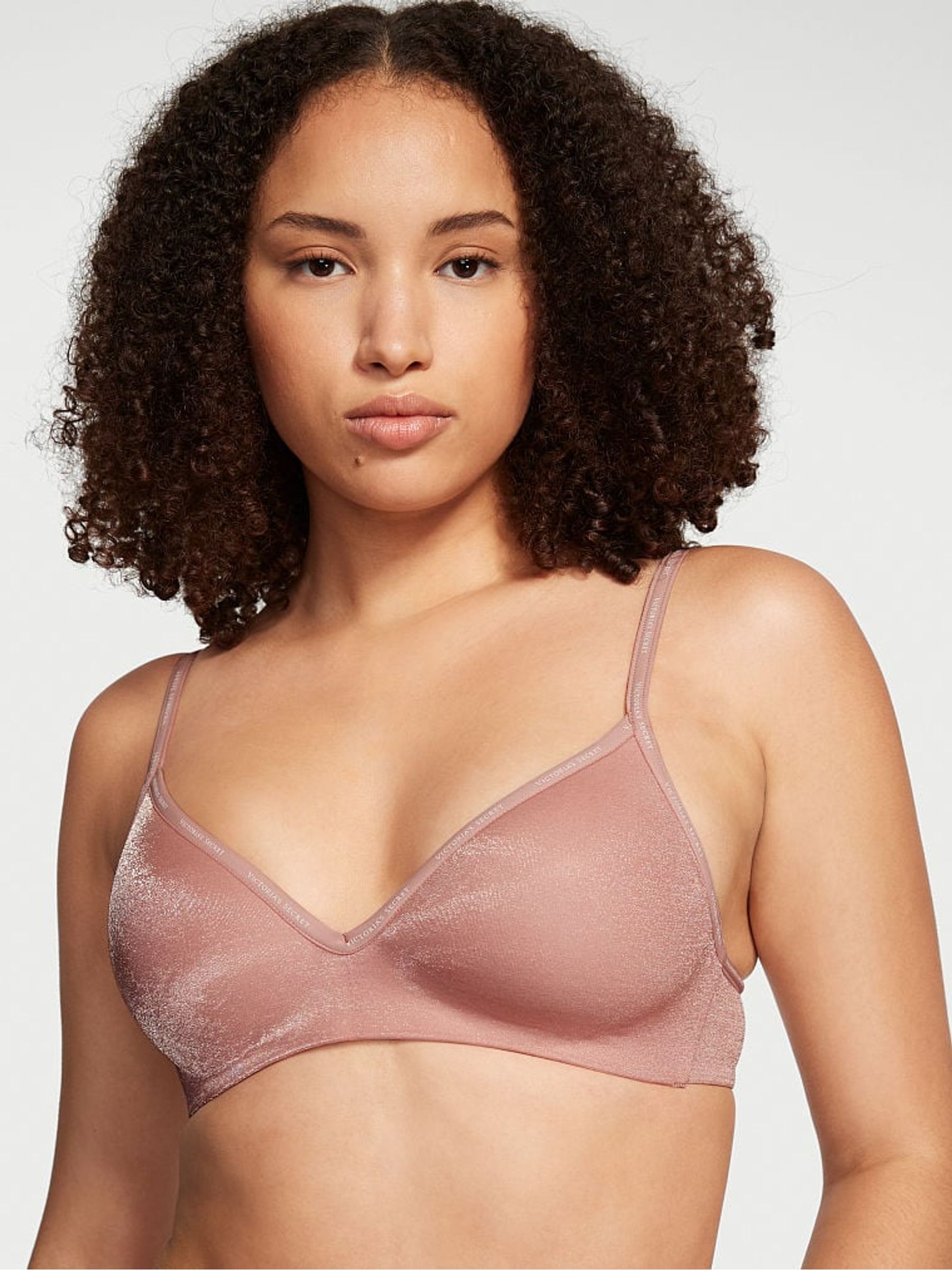 Demure Pink T Shirt Logo Strap Bra - Image 1 of 3