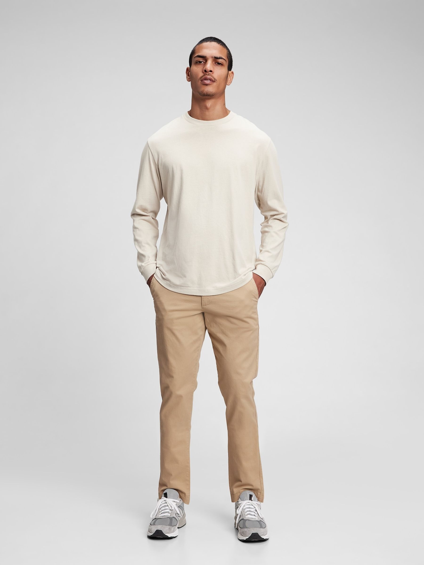 Beige Slim Fit Stretch Essential Chino Trousers - Image 1 of 7