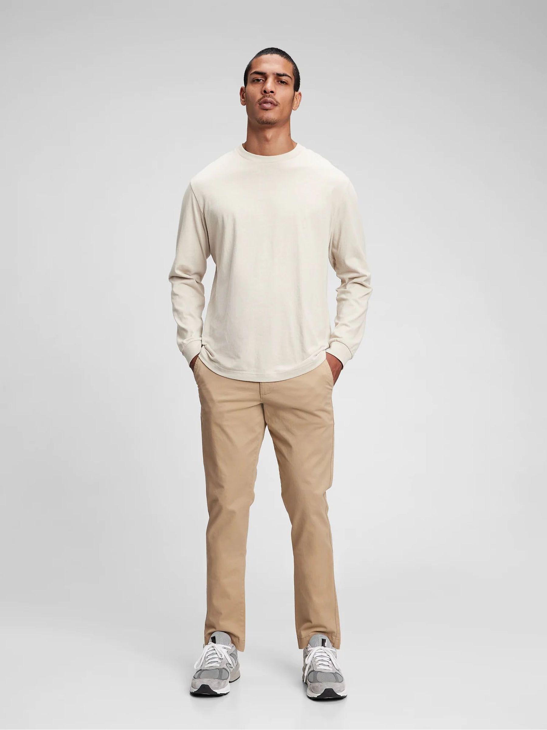 Beige Slim Fit Stretch Essential Chino Trousers | Gap