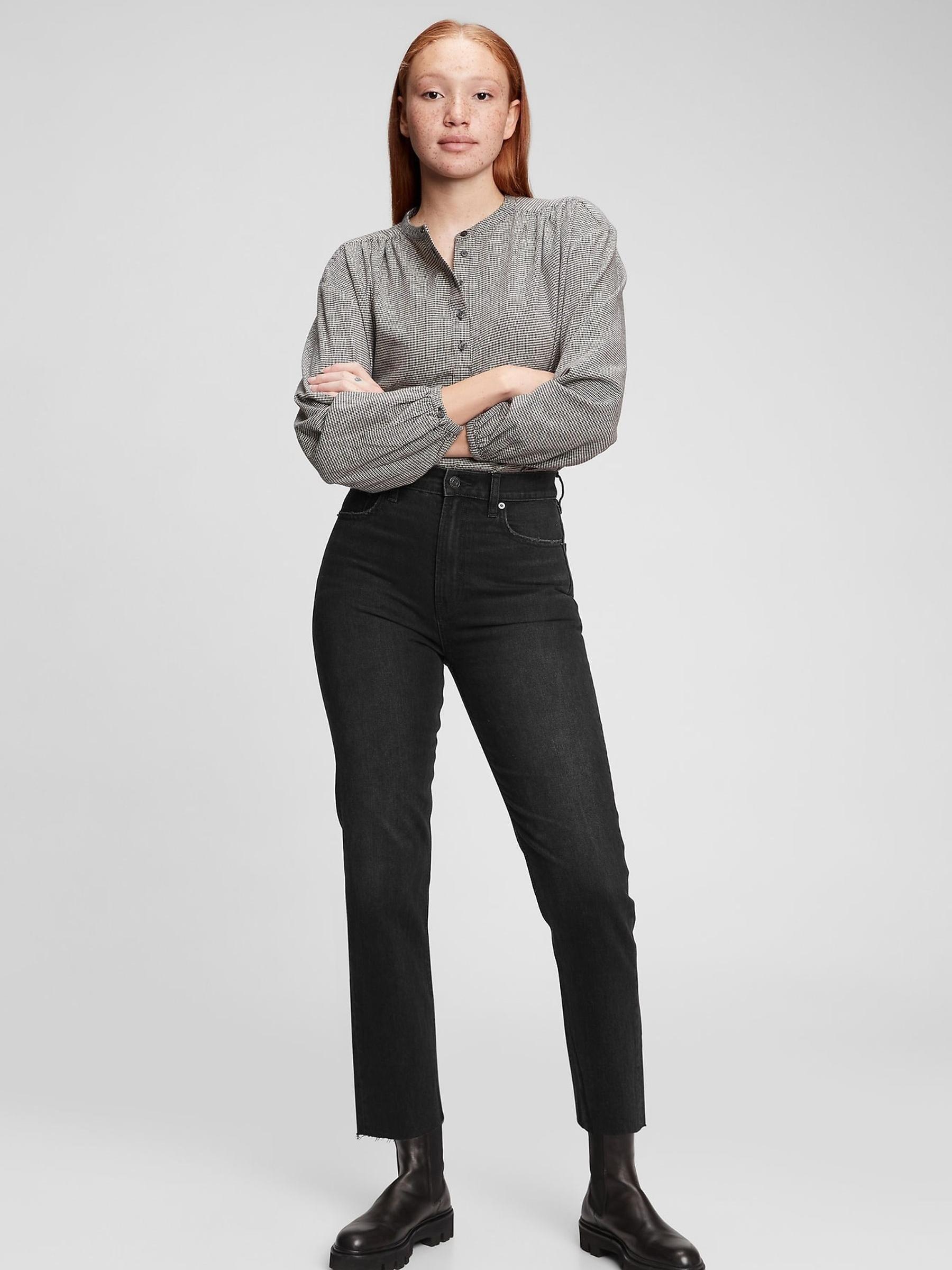 Black High Waisted Straight Leg Jeans - Image 1 of 6