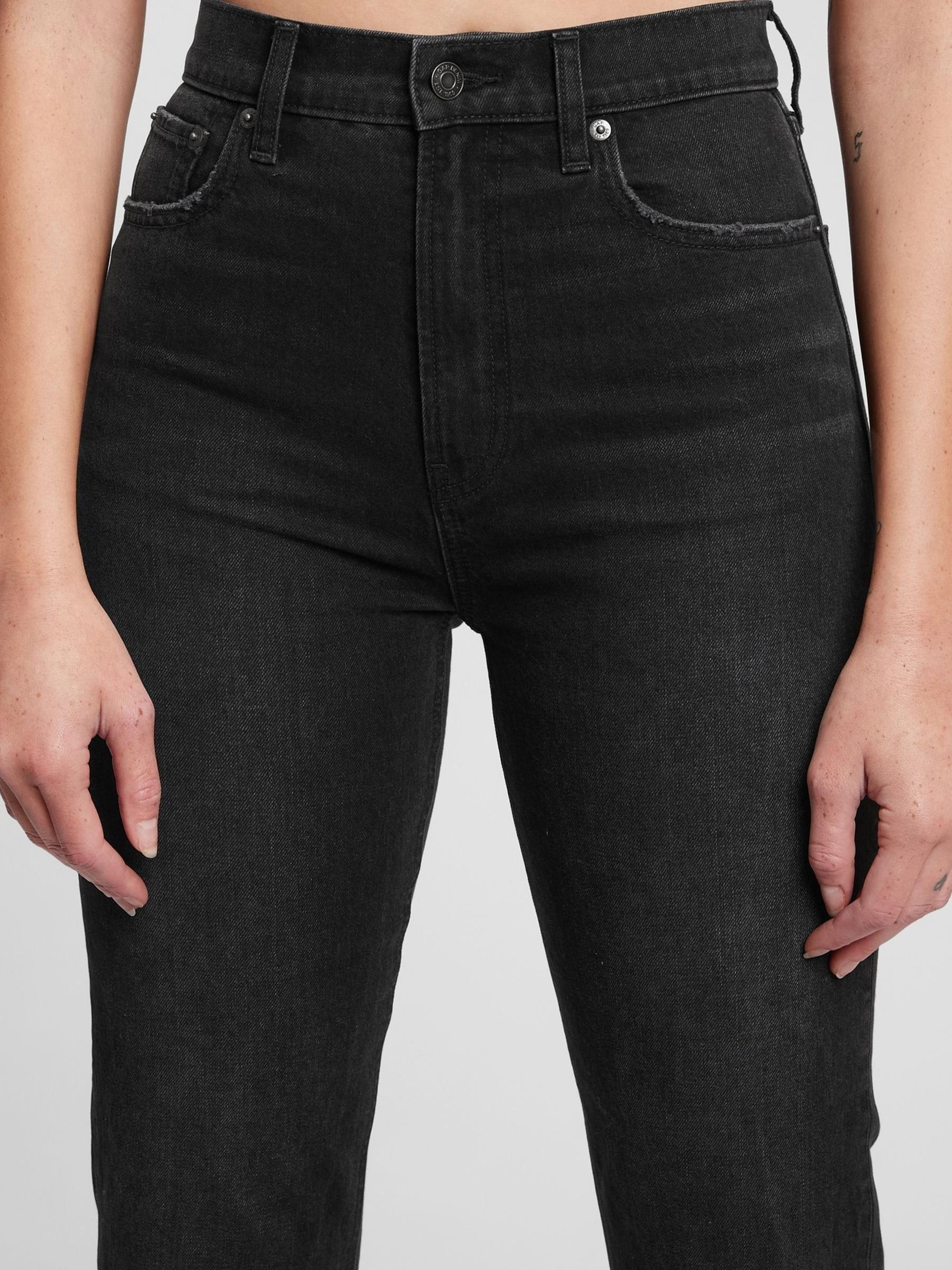 Black High Waisted Straight Leg Jeans - Image 3 of 6