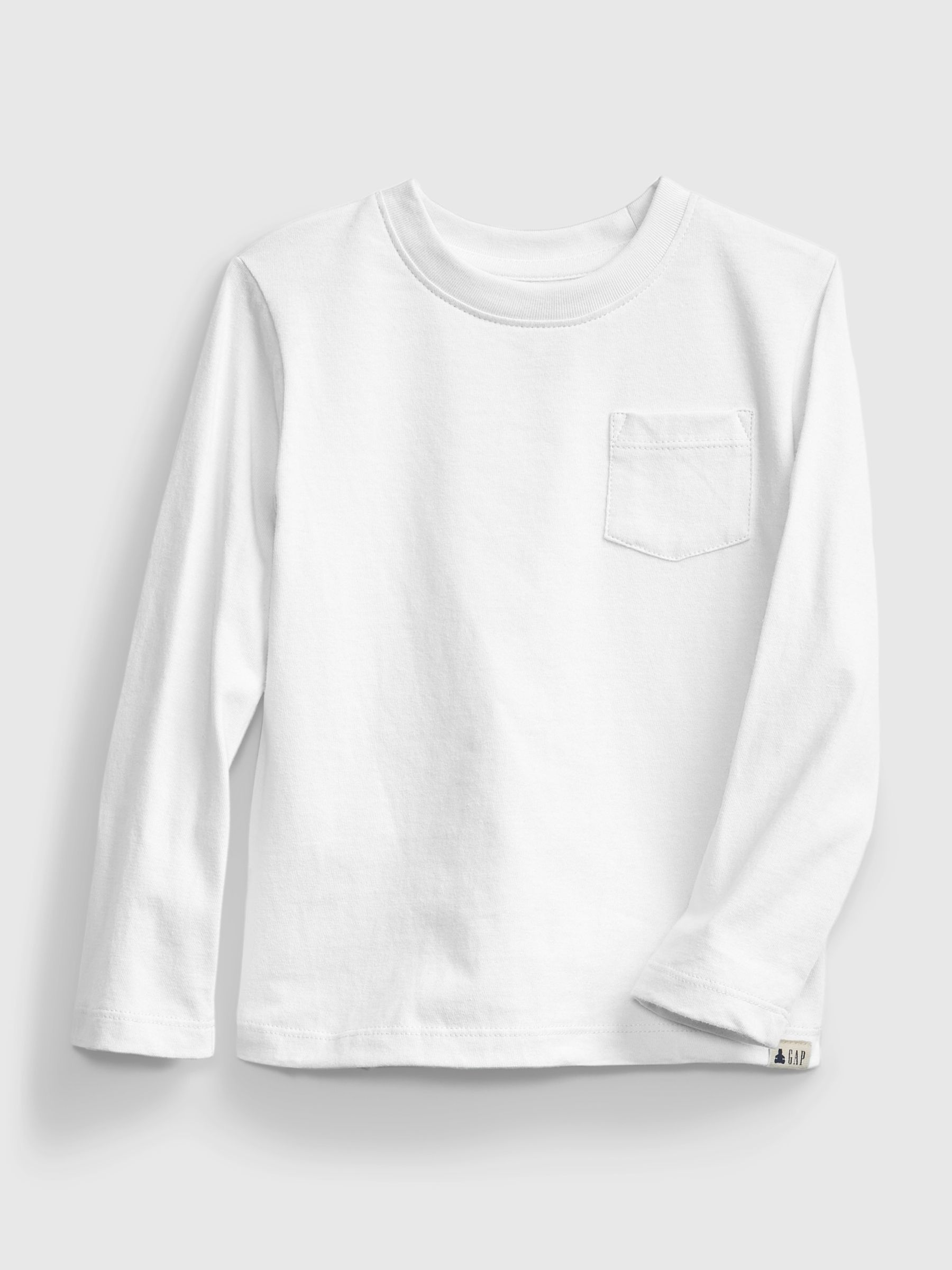 White Long Sleeve Crew Neck Pocket T-Shirt (12mths-5yrs) - Image 1 of 3