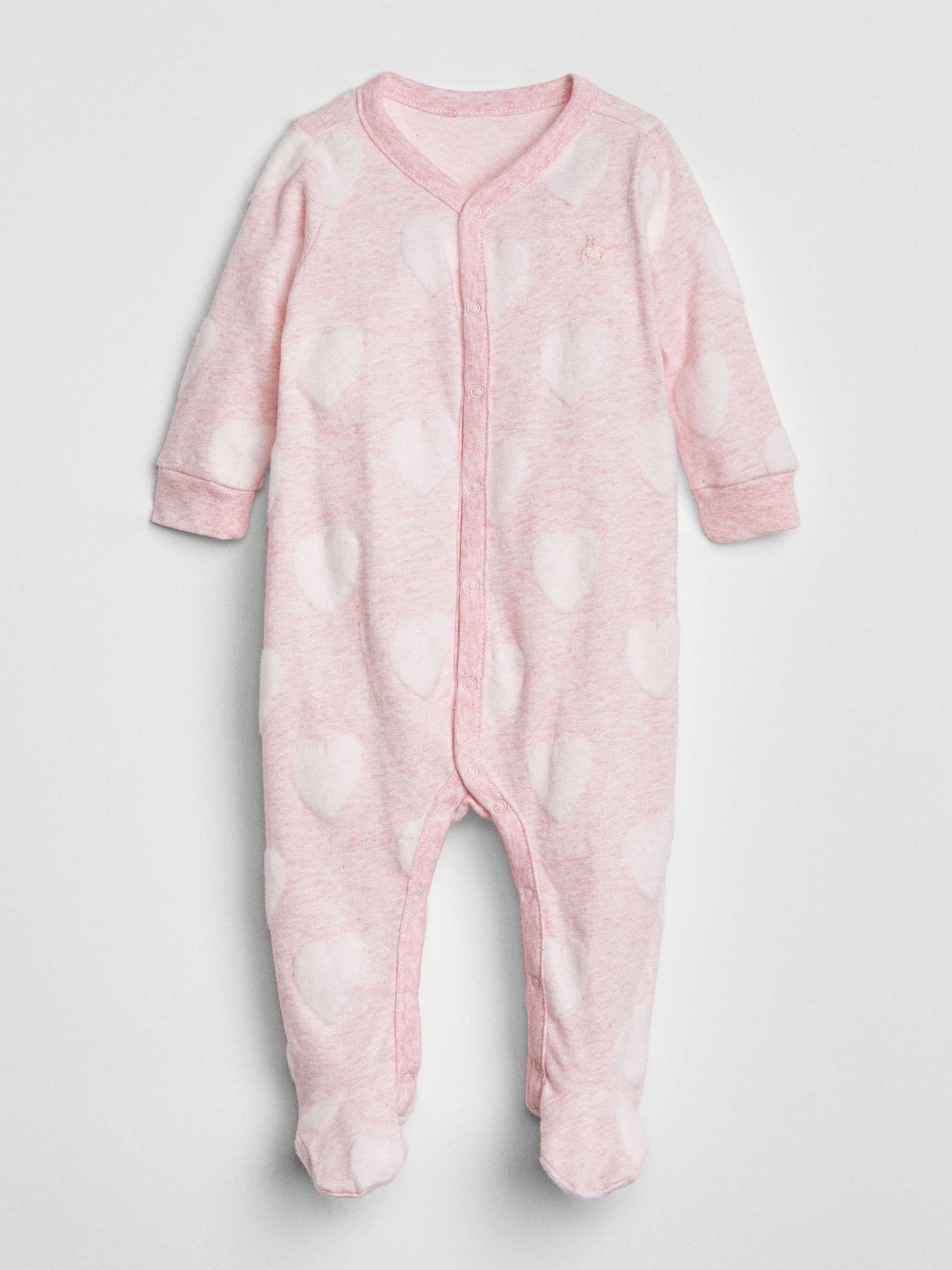 Pink Heart Long Sleeve Baby Sleepsuit - Image 1 of 1