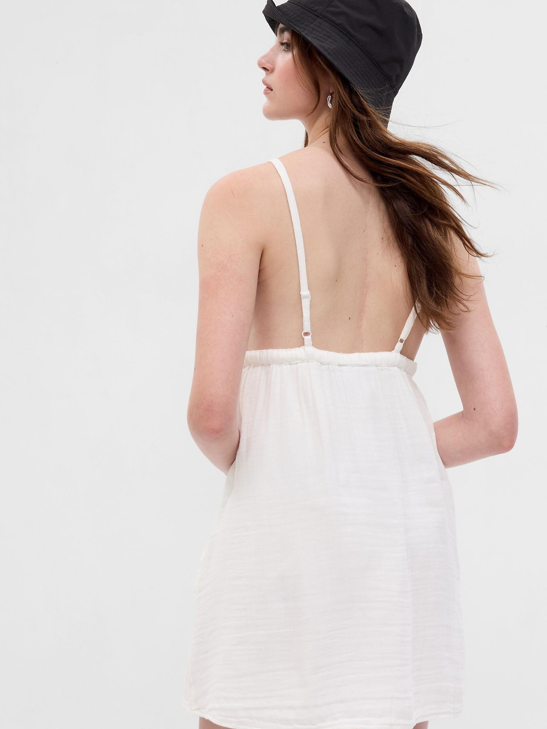 White Boho Strappy Mini Dress - Image 2 of 4