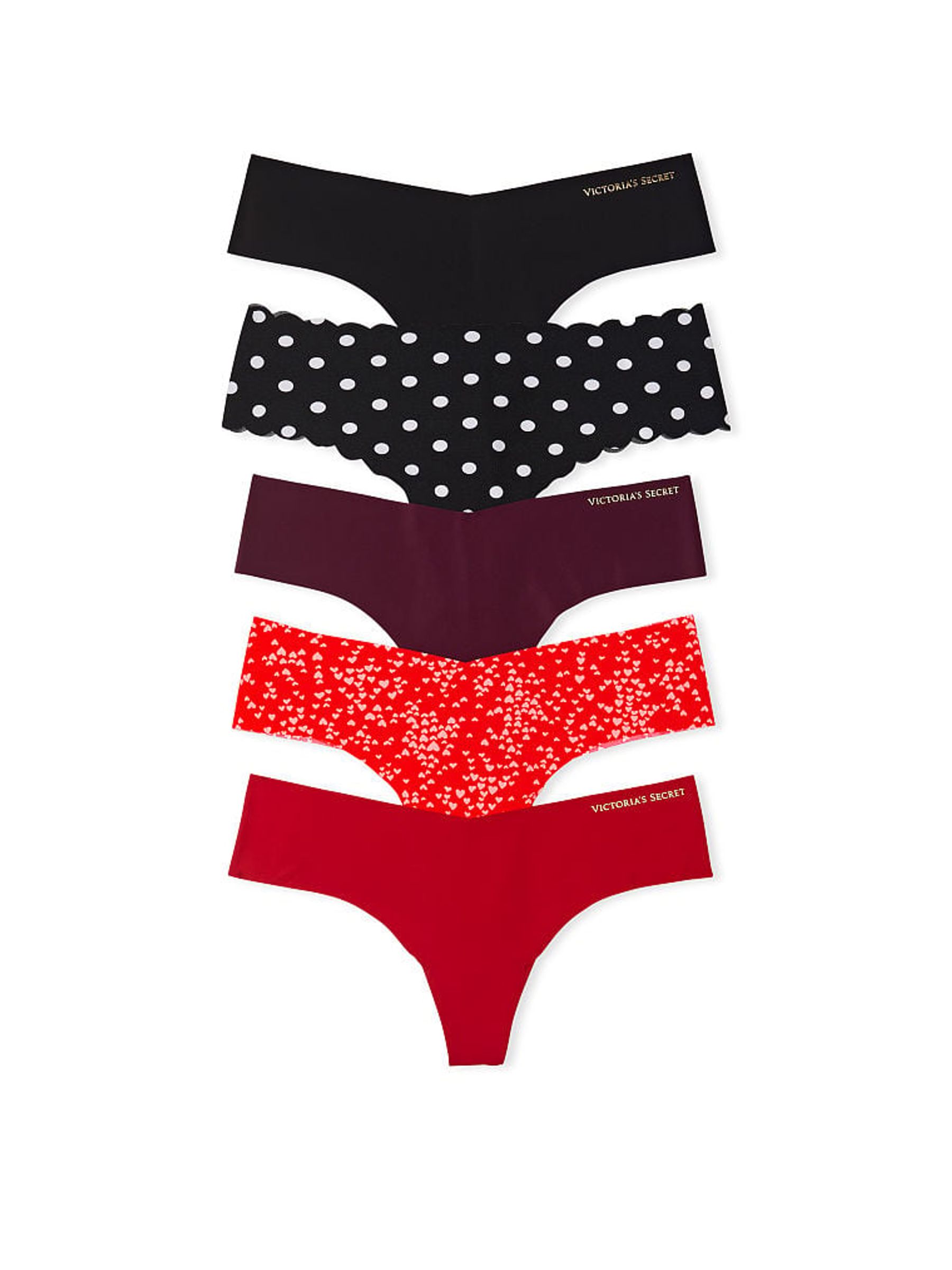 Red/Black/Print Thong 5 Pack Knickers - Image 1 of 1