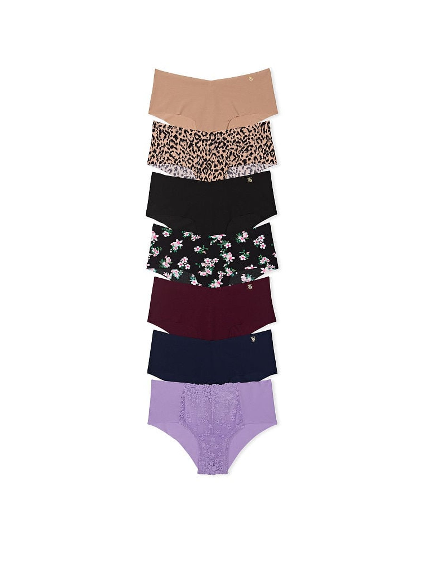 Black/Nude/Blue/Purple Cheeky 7 Pack Knickers - Image 1 of 2