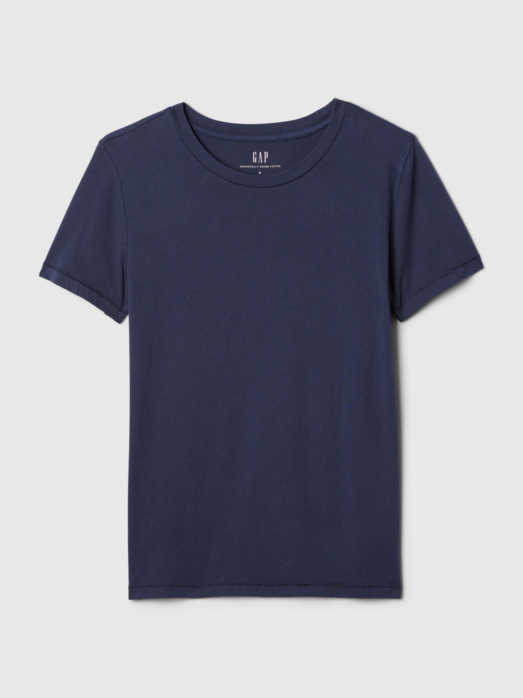 Navy Blue Crew Neck Vintage 100% Organic Cotton Short Sleeve T-Shirt - Image 5 of 5