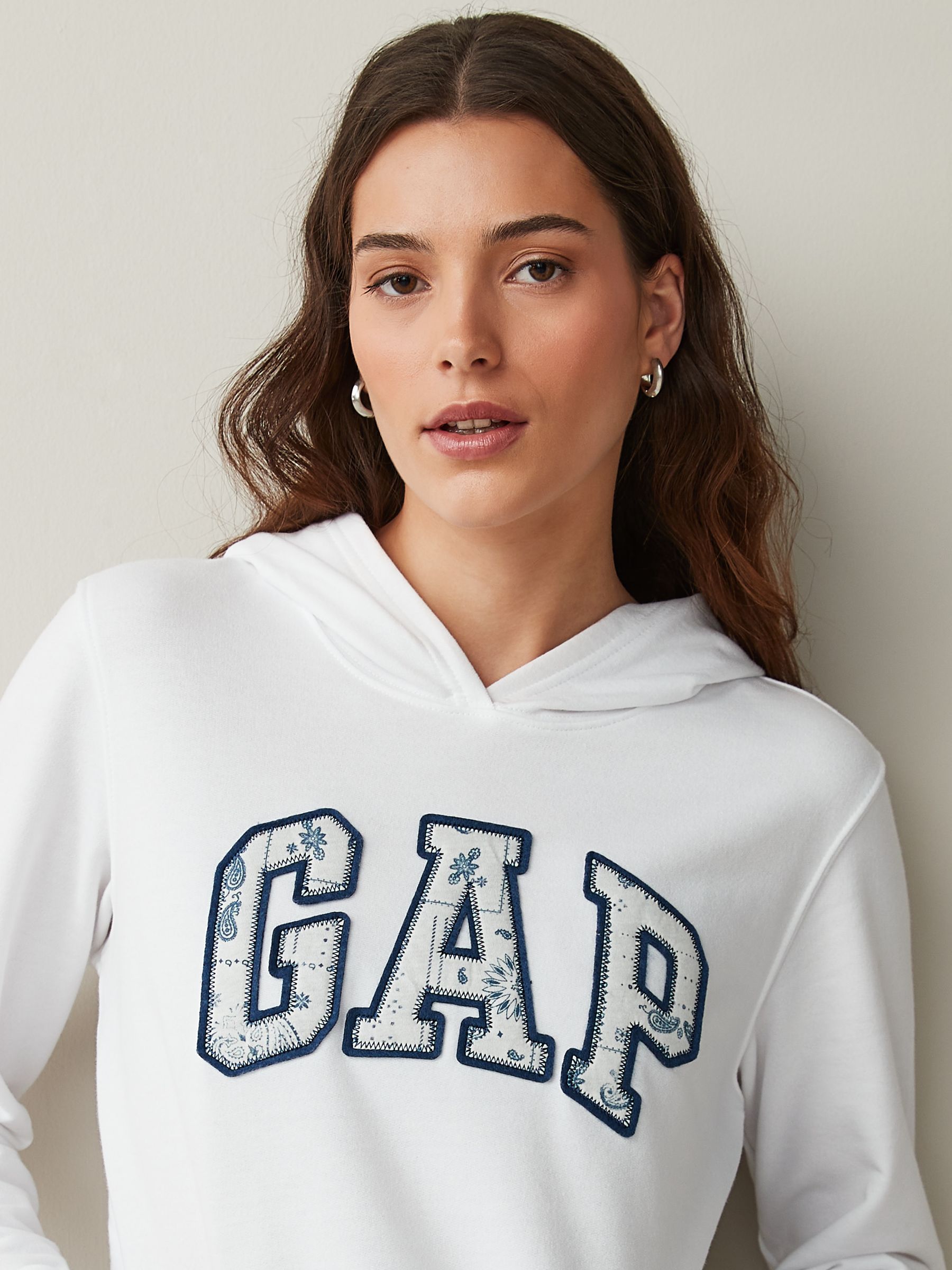White and Navy Paisley Logo Hoodie - Image 4 of 5