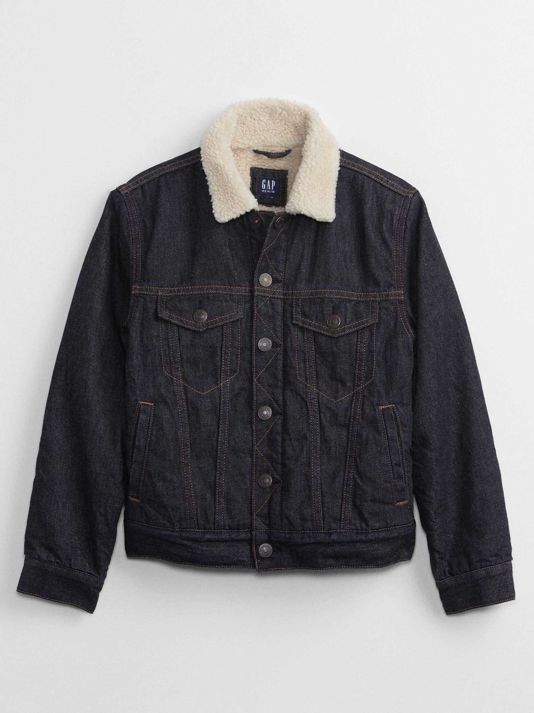 Dark Bluek Sherpa Icon Denim Jacket - Image 1 of 2