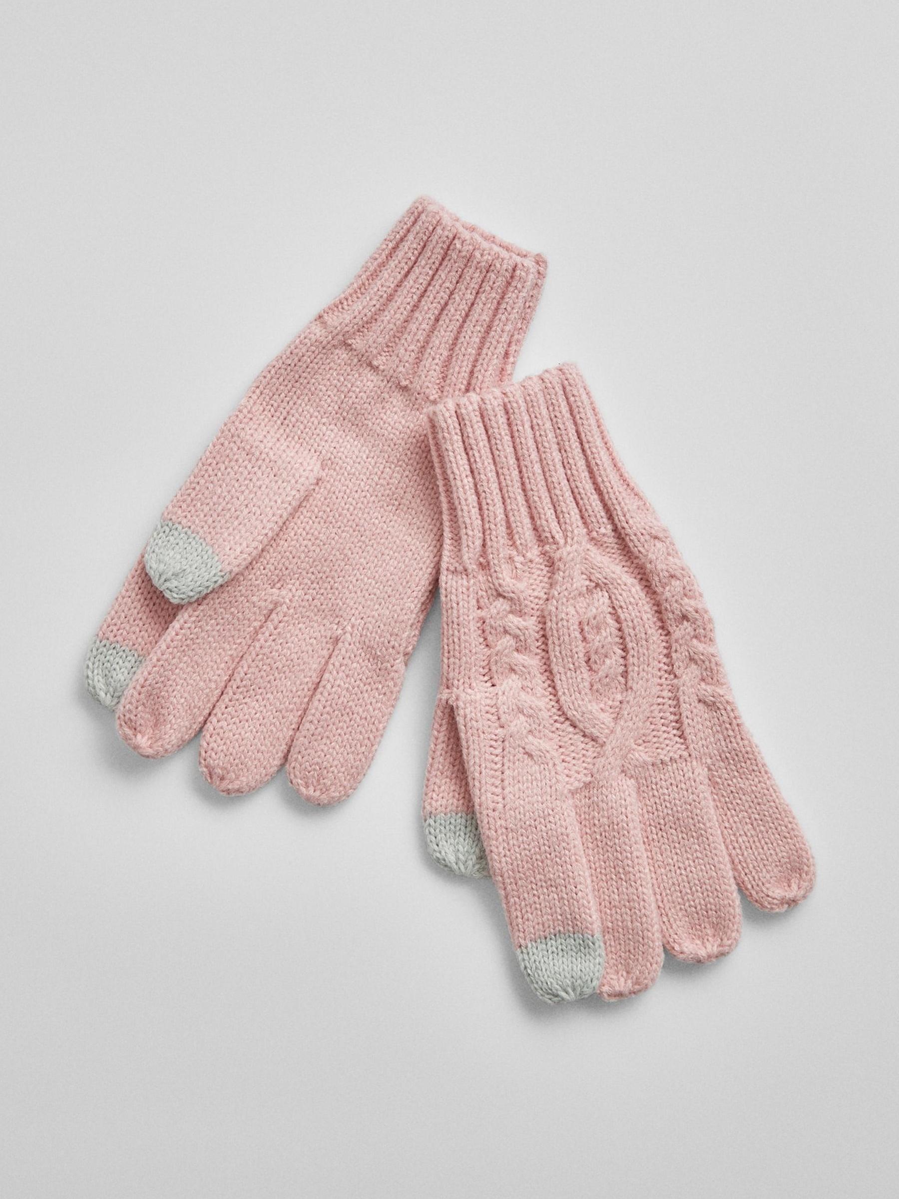 Pink Cable-Knit Gloves - Image 1 of 1