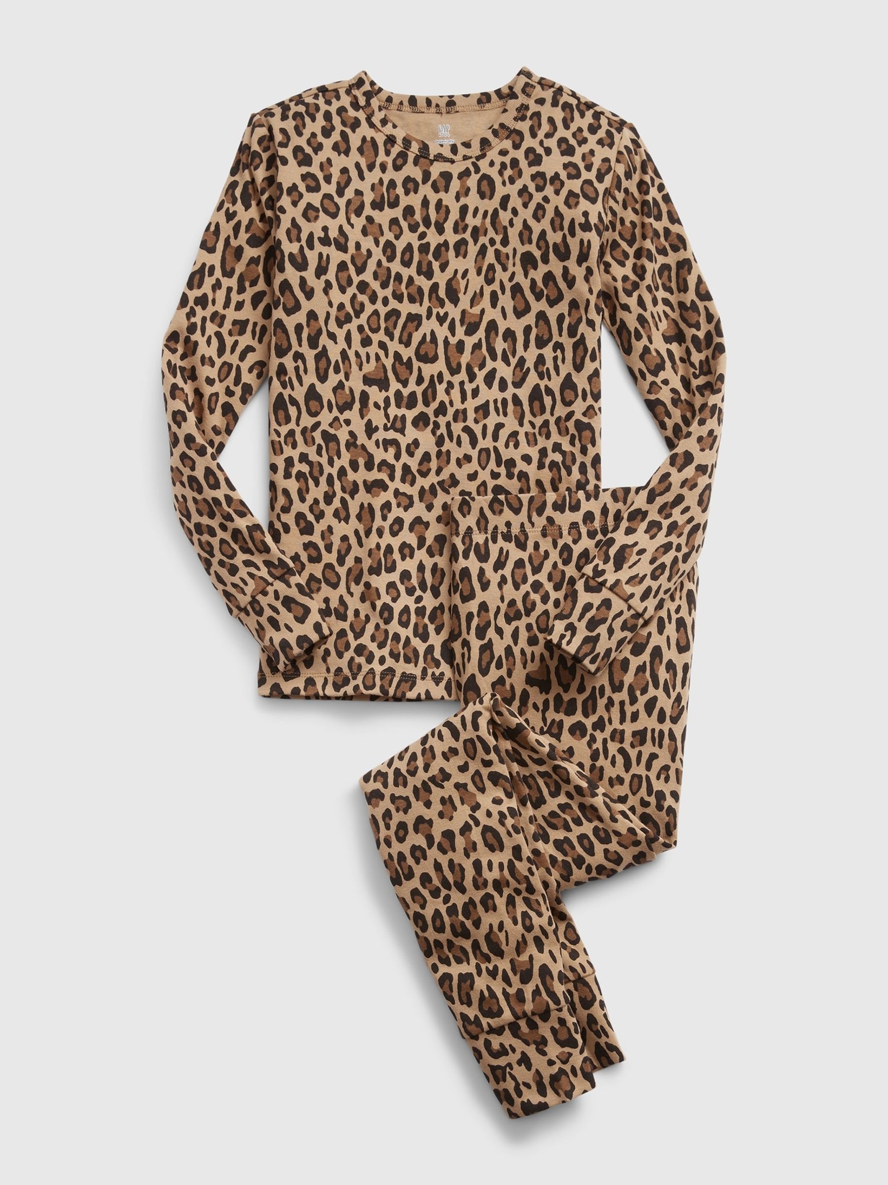 Brown Leopard Leopard Print Long Sleeve Pyjama Set - Image 1 of 2