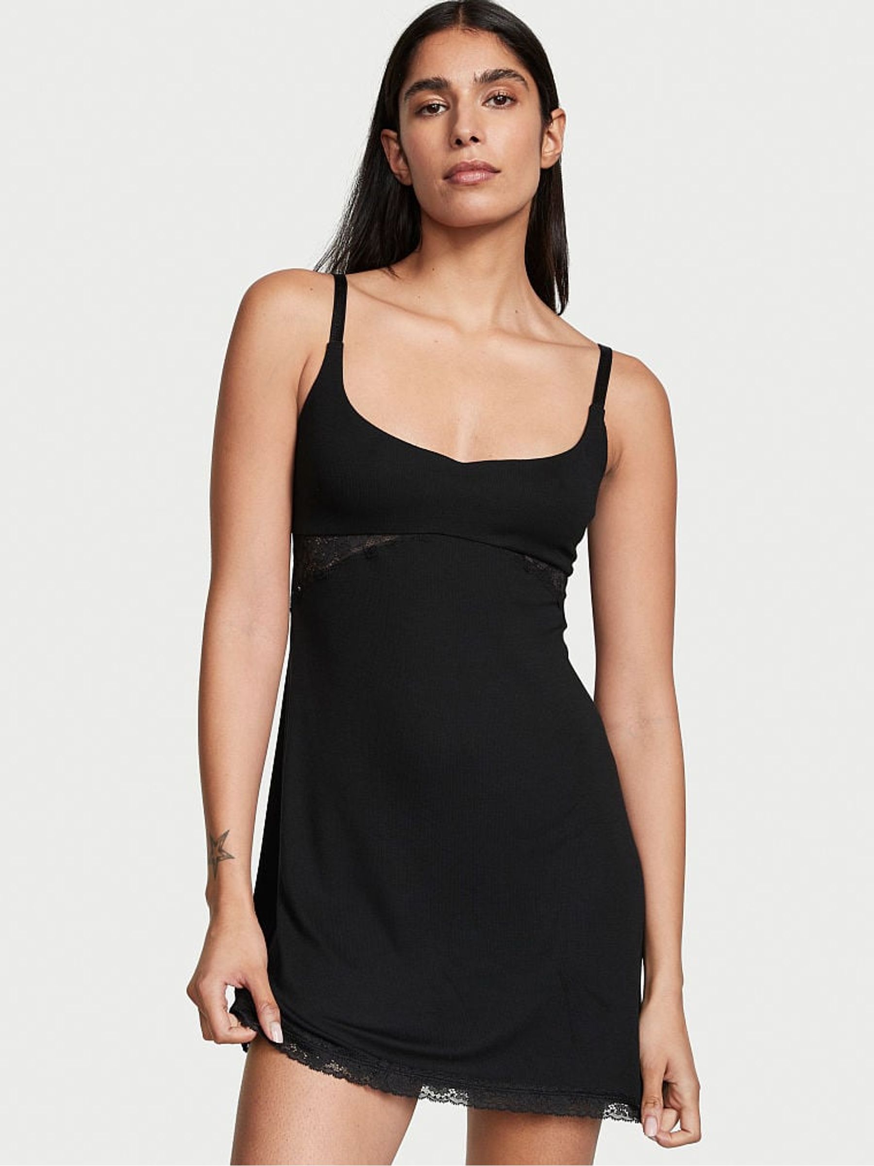 Black Modal Slip Dress - Image 1 of 3