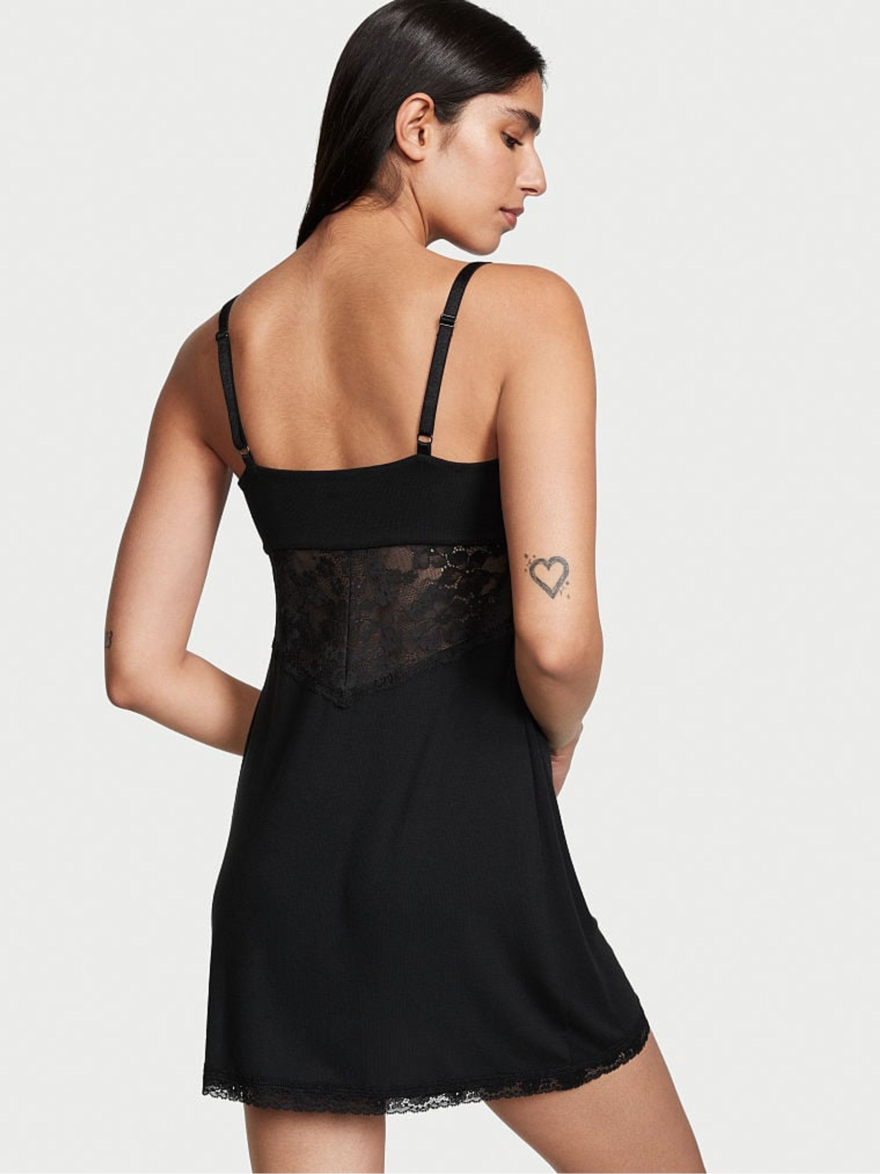 Black Modal Slip Dress - Image 2 of 3
