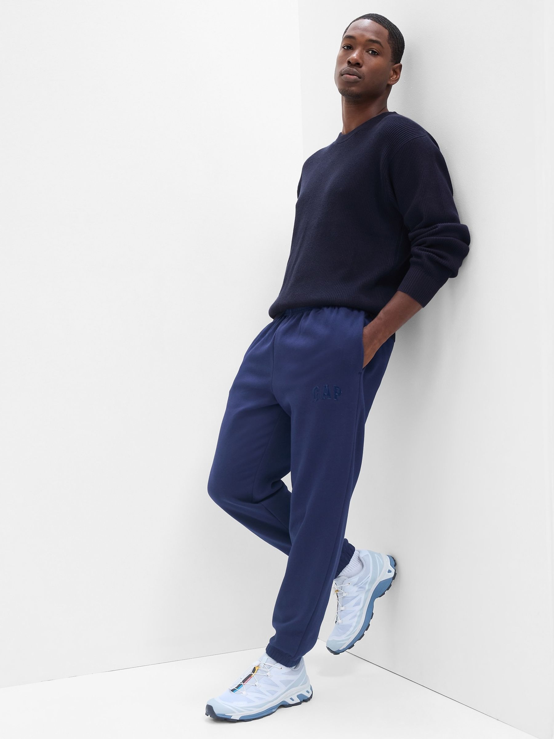 Blue Oversized Ribbed Crew Neck Jumper - Image 1 of 2