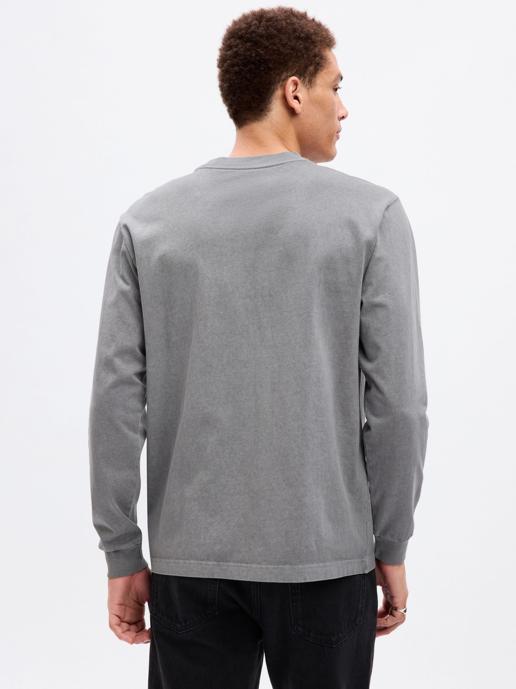 Grey Logo Crew Neck Long Sleeve T-Shirt - Image 2 of 2