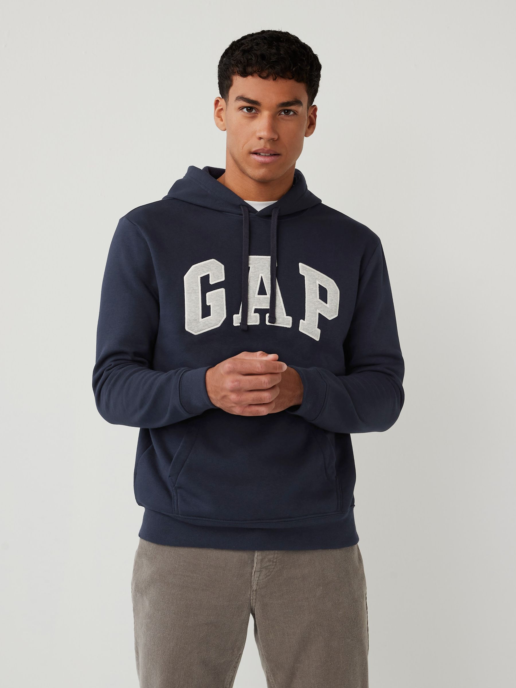 Navy Blue Pullover Arch Logo Hoodie Gap