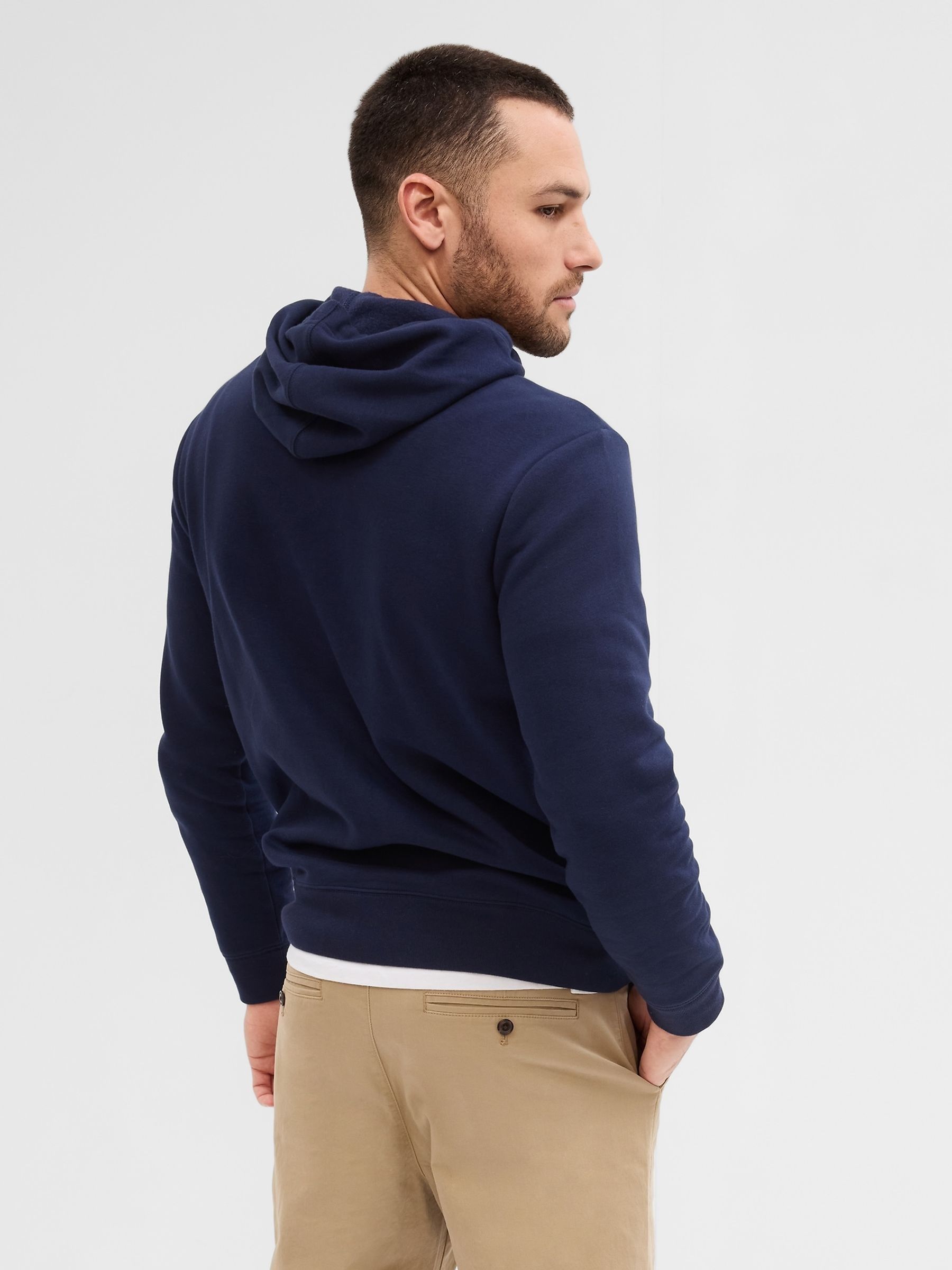 Navy Blue Pullover Arch Logo Hoodie - Image 6 of 6