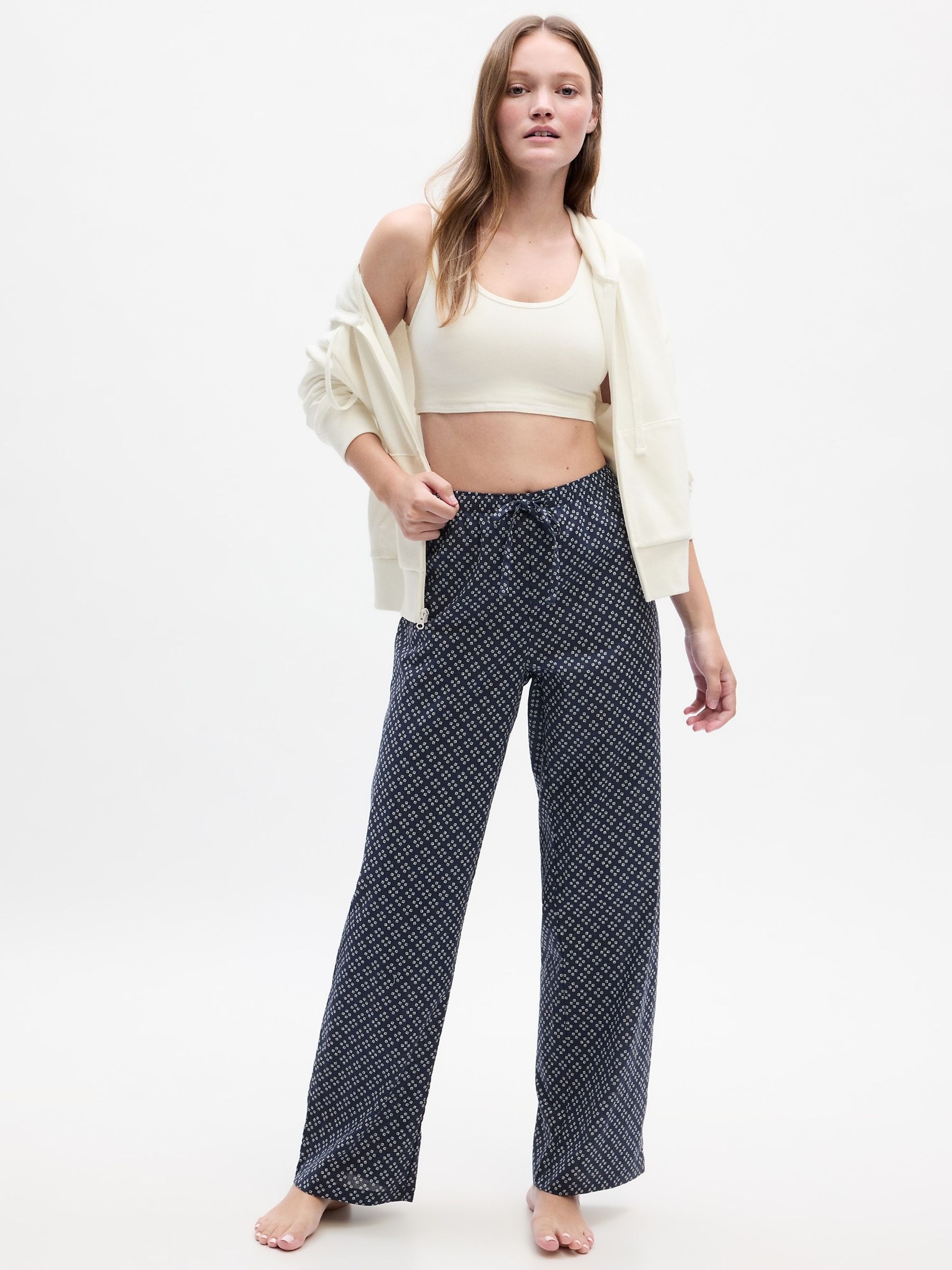 Blue Floral Poplin Pyjama Trousers - Image 1 of 4