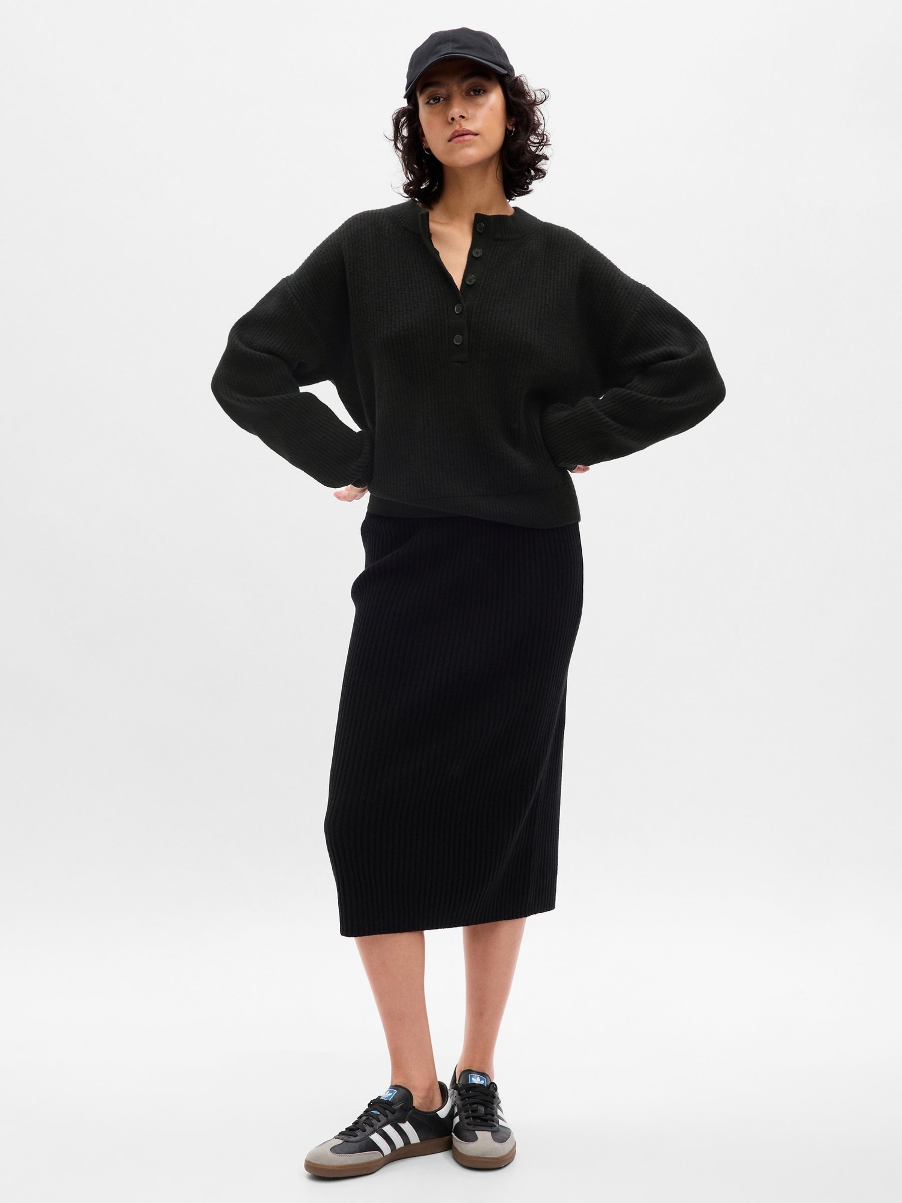 Black CashSoft Henley Long Sleeve Jumper - Image 1 of 4