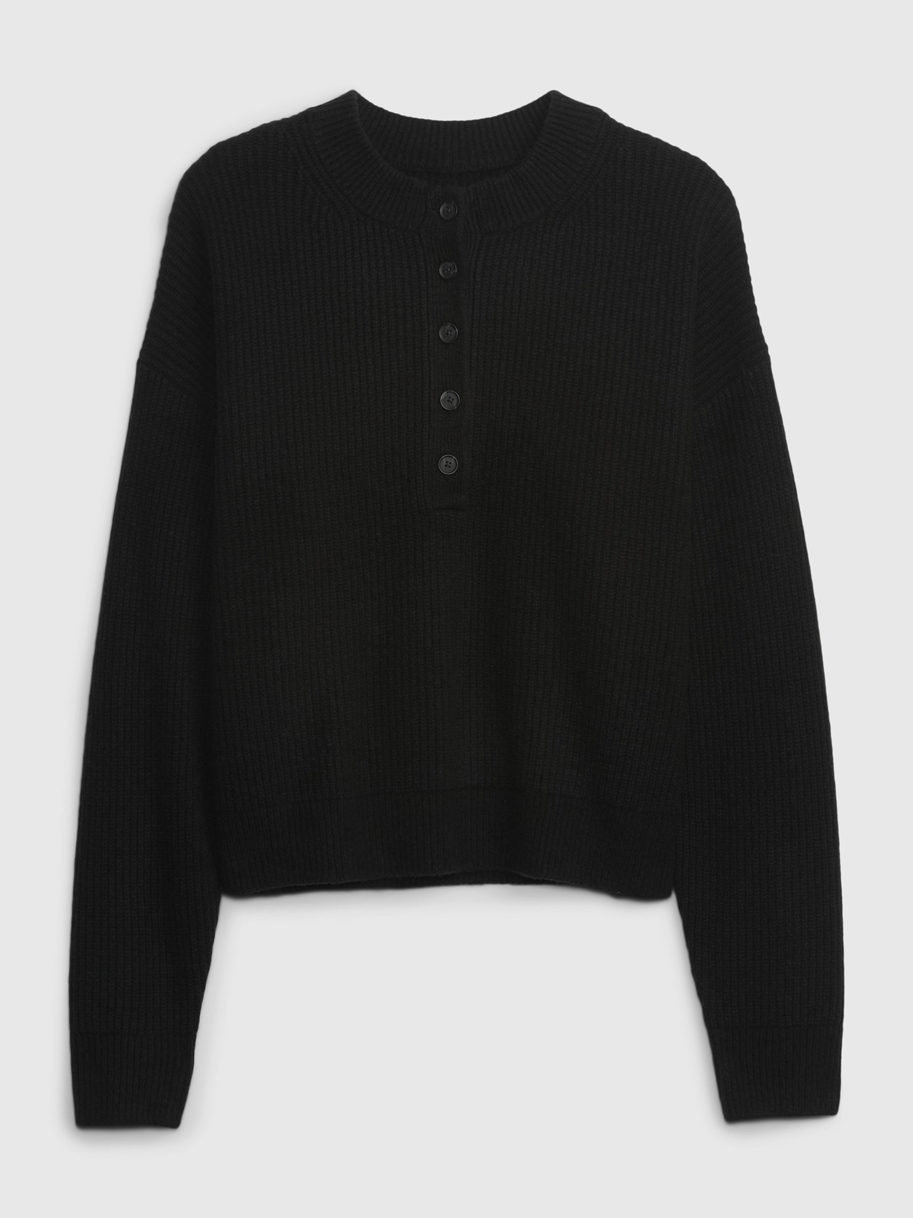 Black CashSoft Henley Long Sleeve Jumper - Image 4 of 4