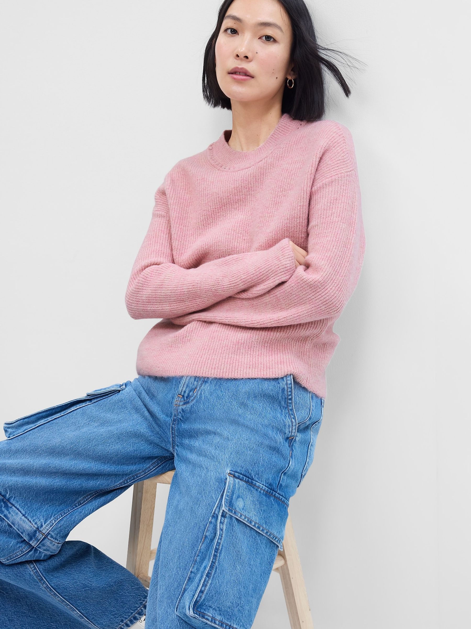 Pink Forever Cosy Ribbed Crew Neck Long Sleeve Jumper - Image 1 of 2
