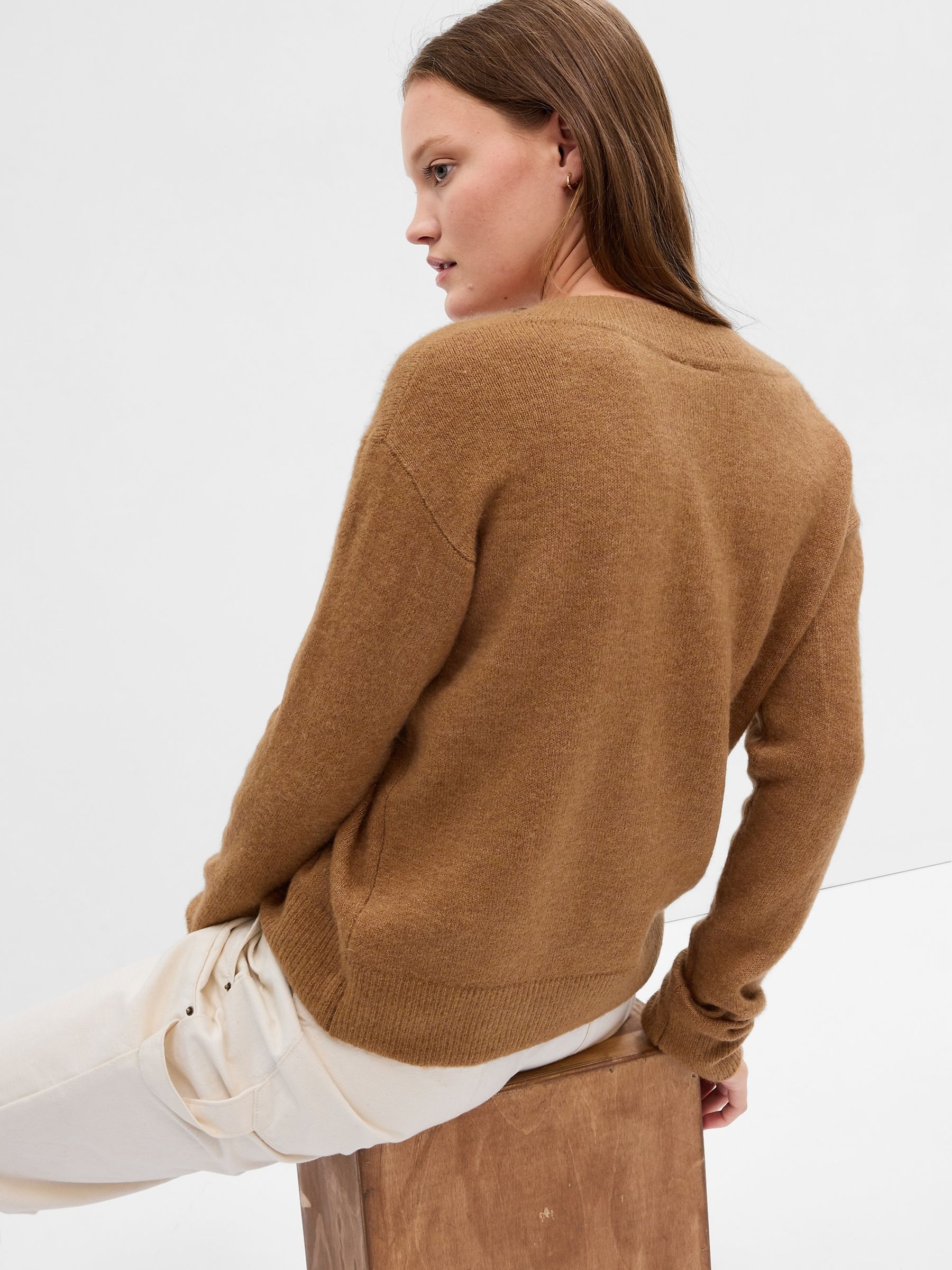 Brown Forever Cosy V-Neck Jumper - Image 2 of 2