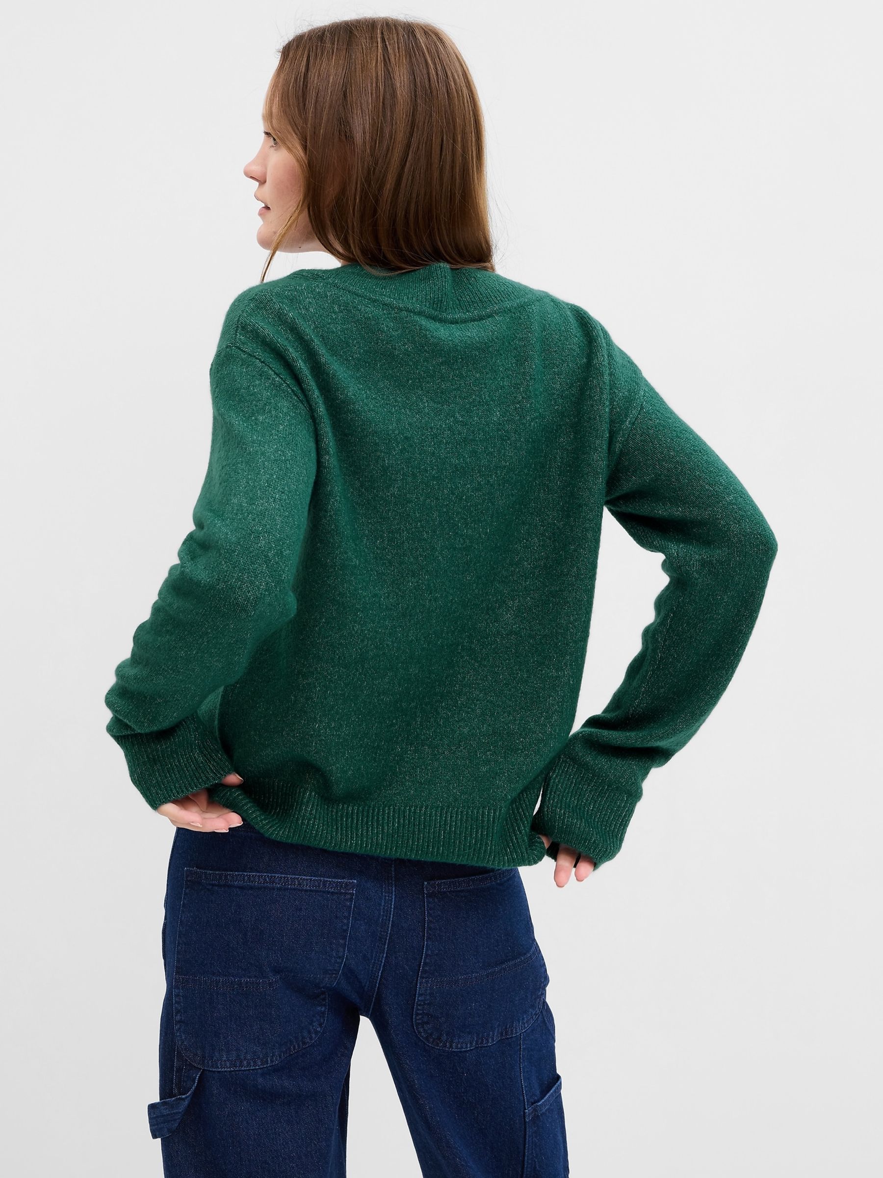 Green Forever Cosy V-Neck Long Sleeve Jumper - Image 2 of 2