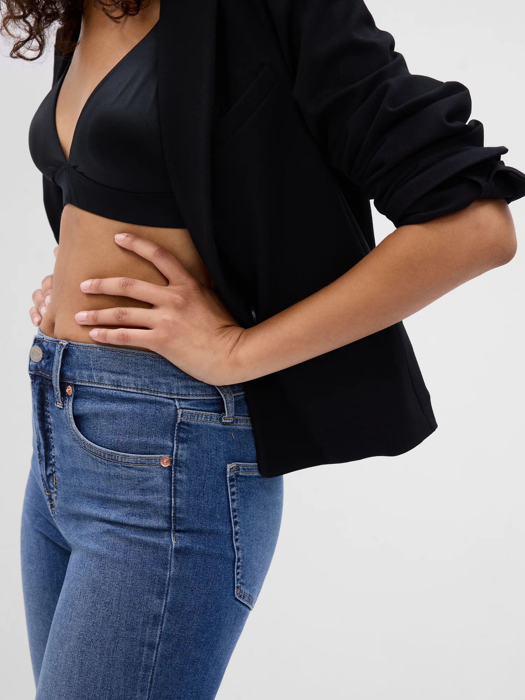 Mid Indigo Blue High Waisted True Stretch Skinny Jeans - Image 6 of 6
