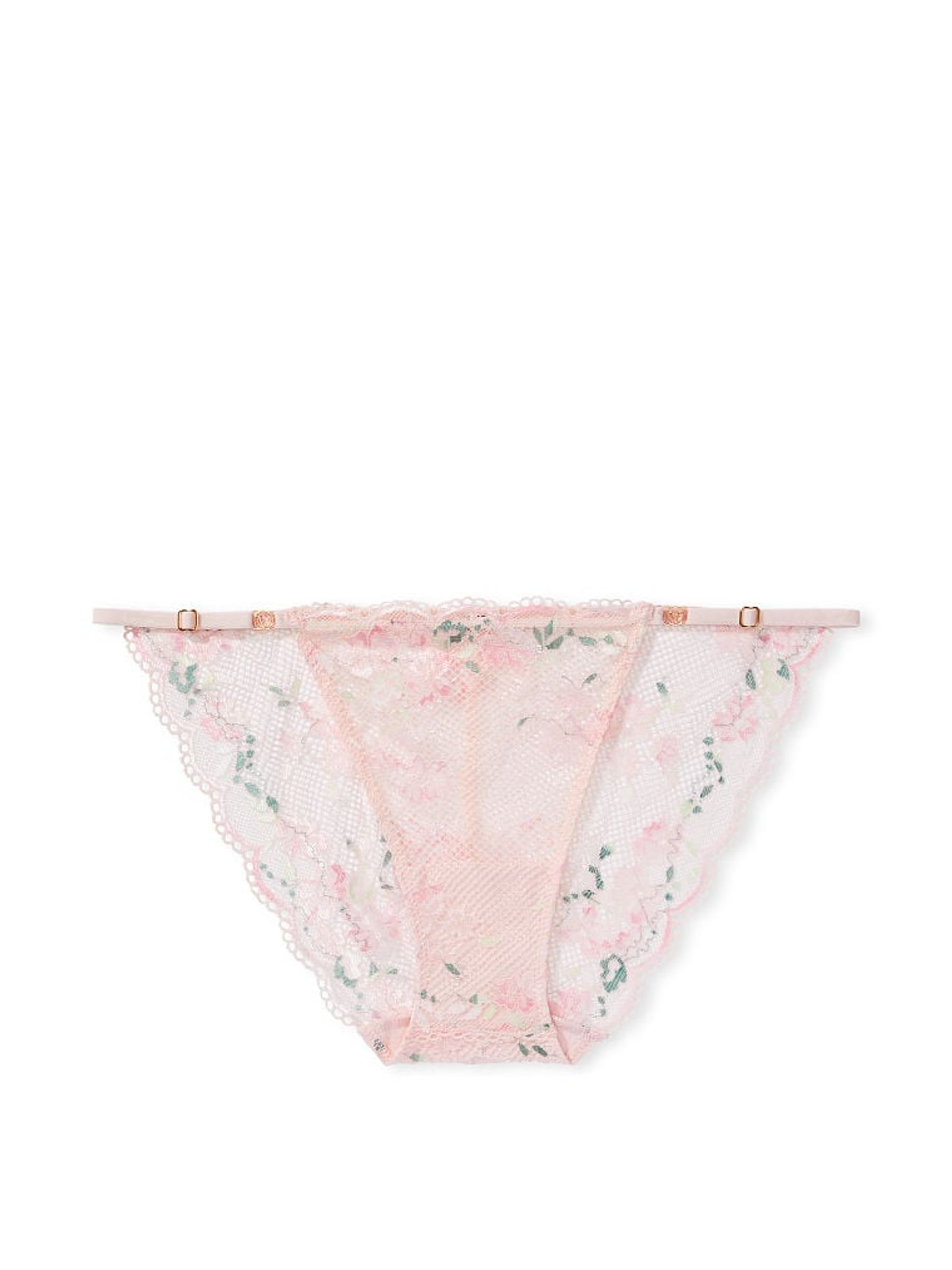 Purest Pink Floral Lace Bikini Knickers - Image 3 of 4