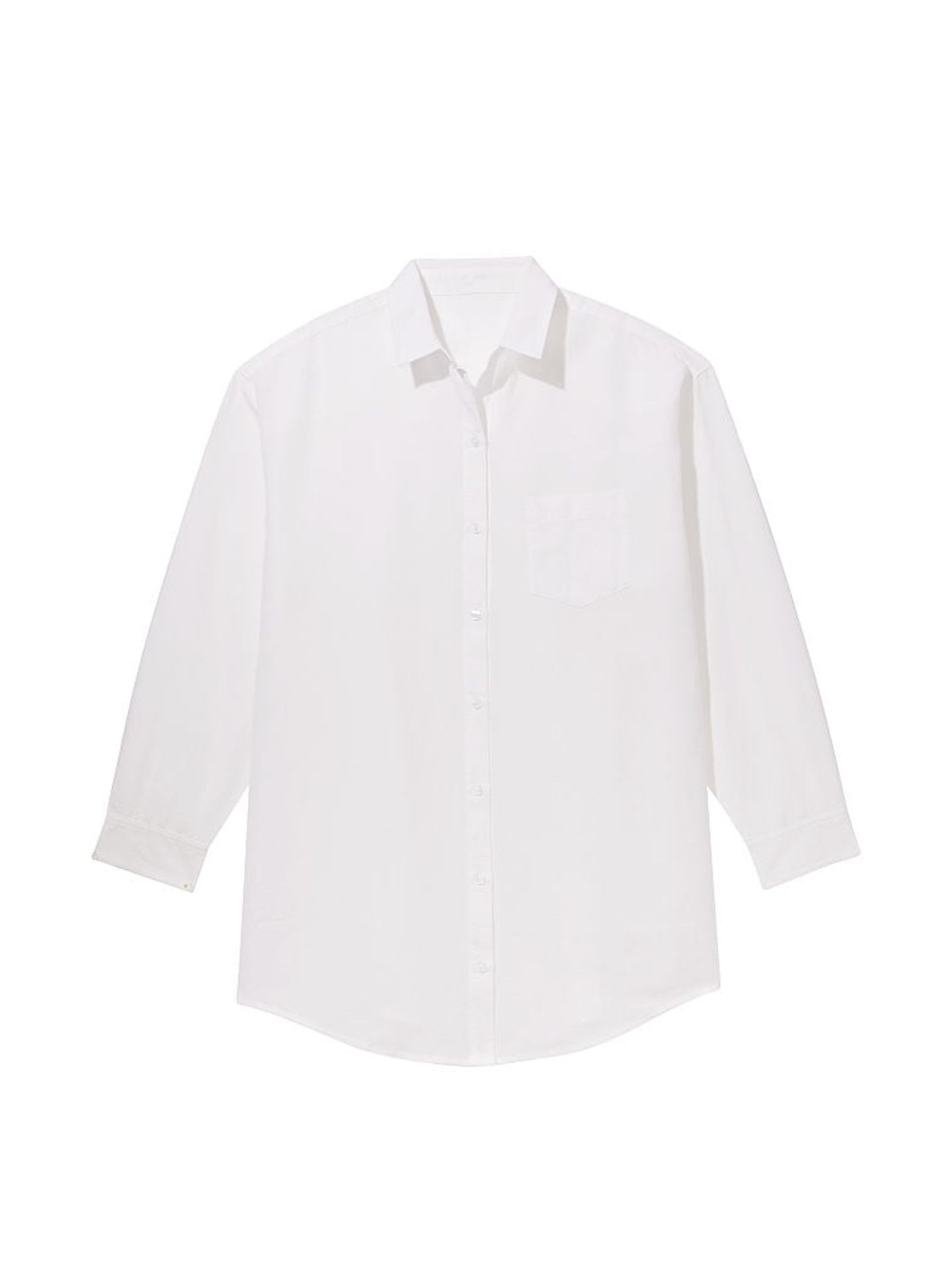 White Oversized Linen Shirt Cover Up - Image 3 of 3