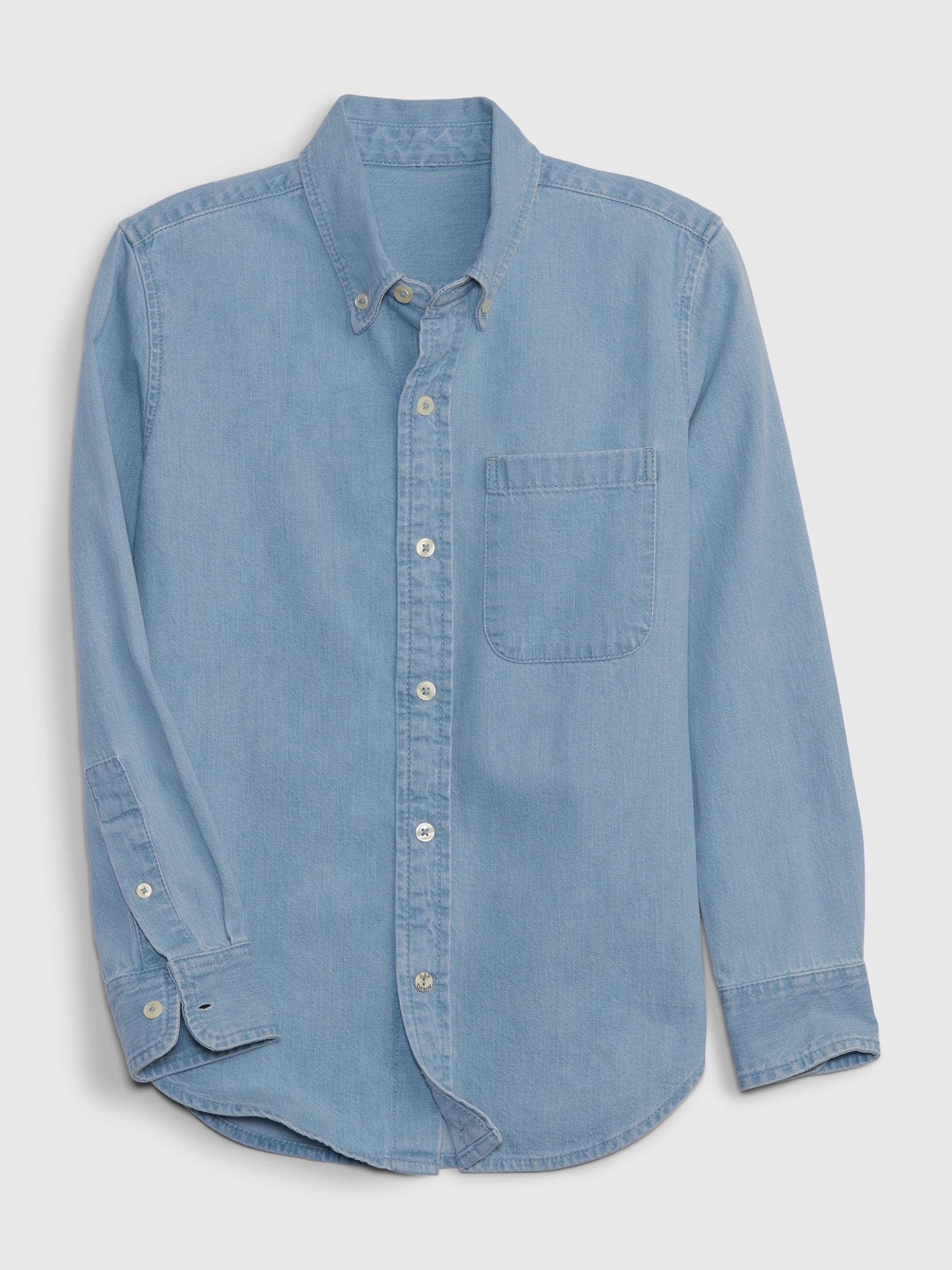 Blue Button Up Long Sleeve Shirt (4-13yrs) - Image 1 of 3