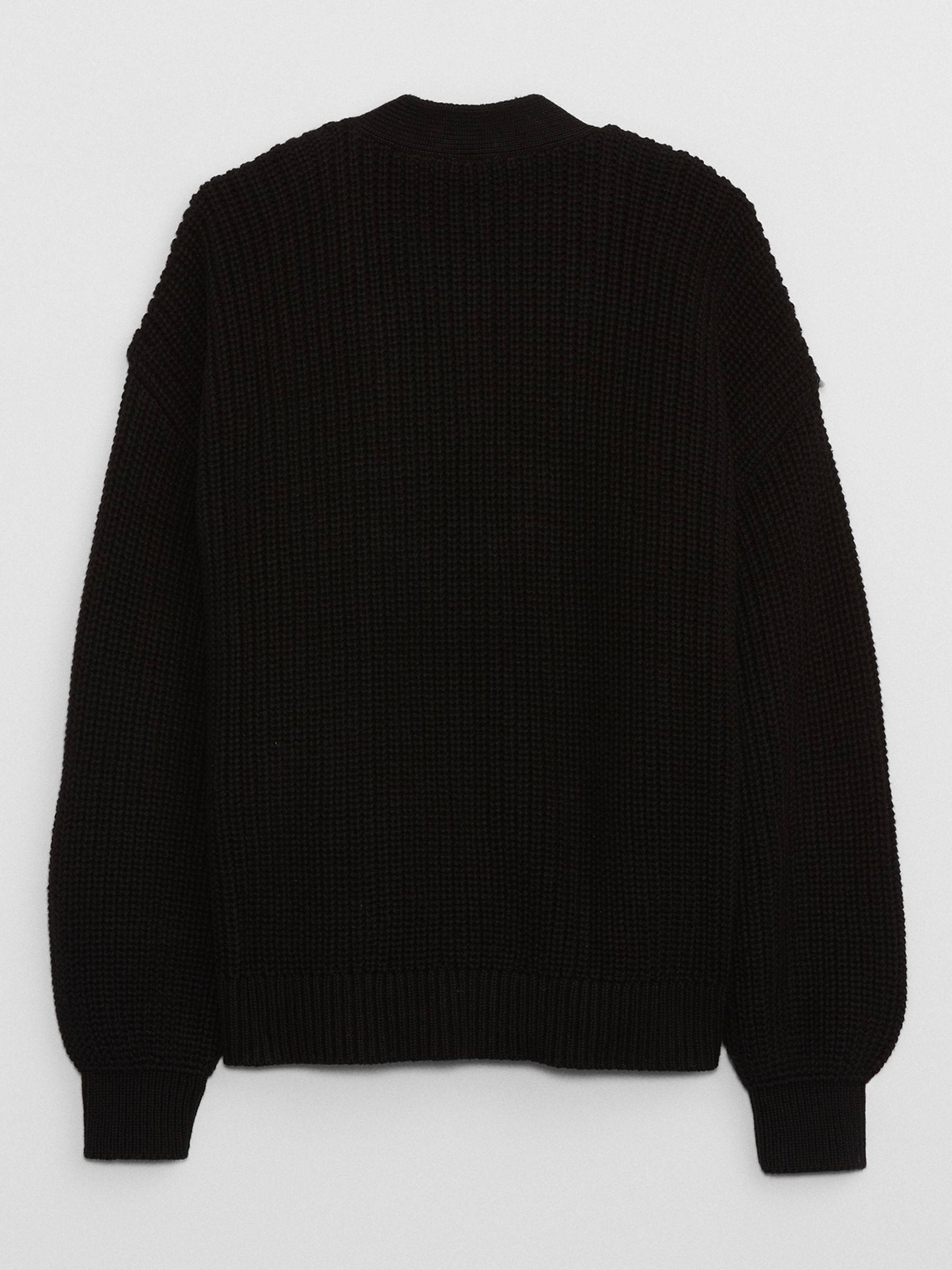 Black Cropped Shaker-Stitch Cardigan (4-13yrs) - Image 2 of 2