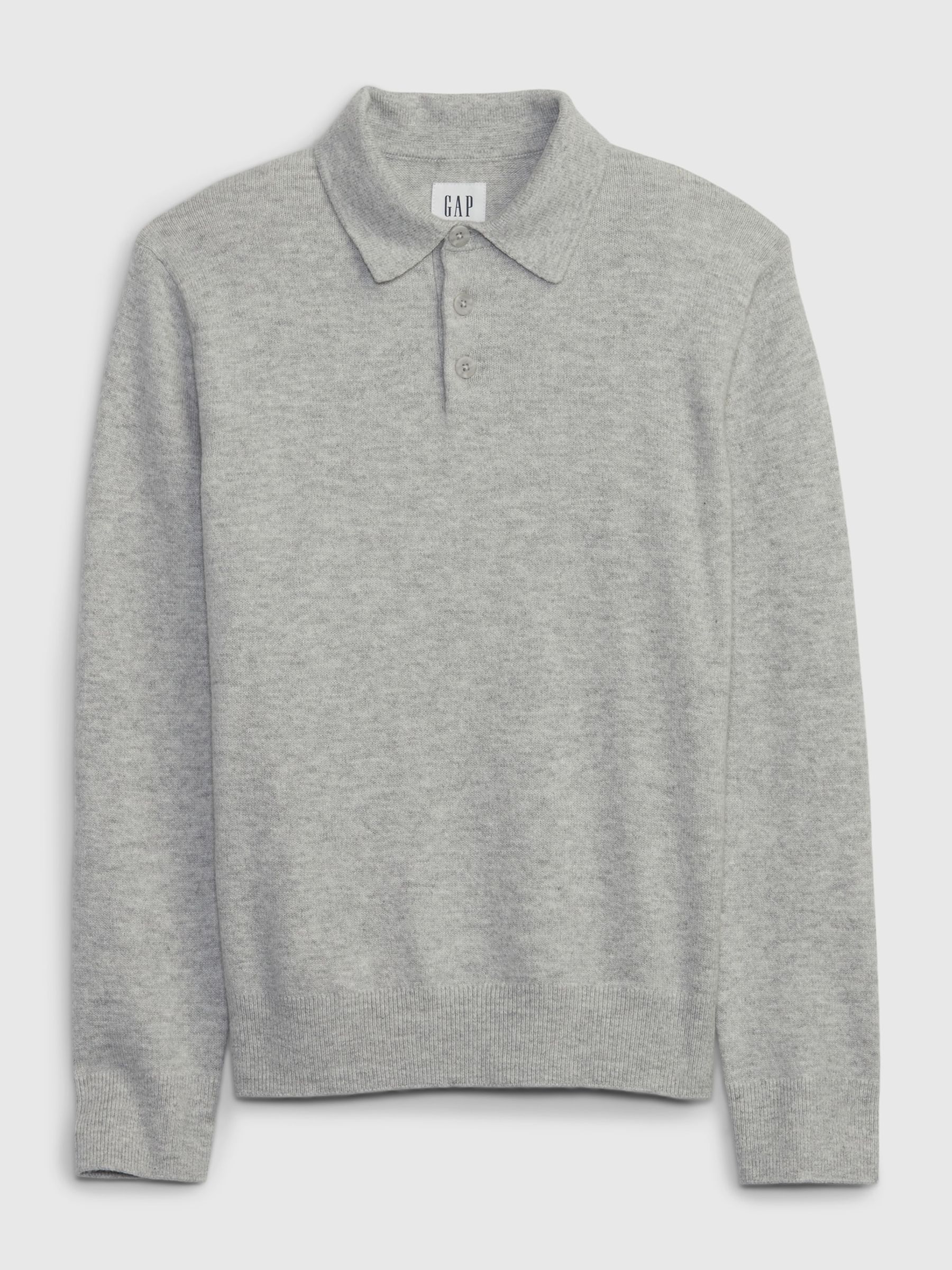 Grey Polo Long Sleeve Jumper (4-13yrs) - Image 1 of 3