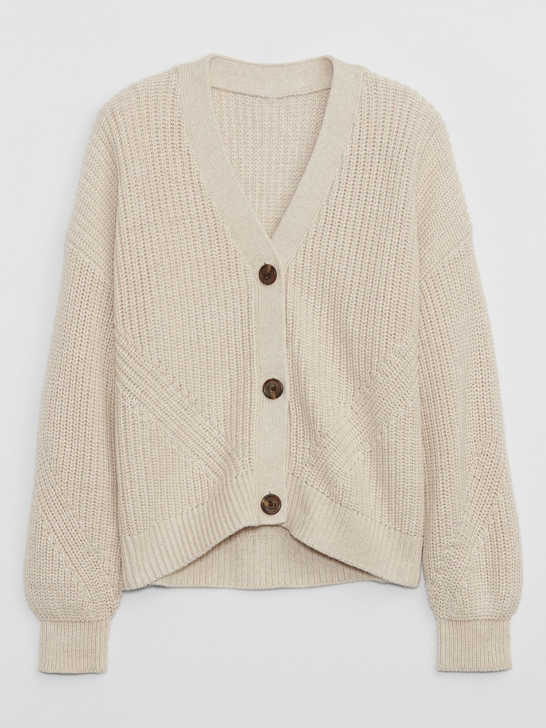 Cream Cropped Shaker-Stitch Cardigan (4-13yrs) - Image 3 of 3