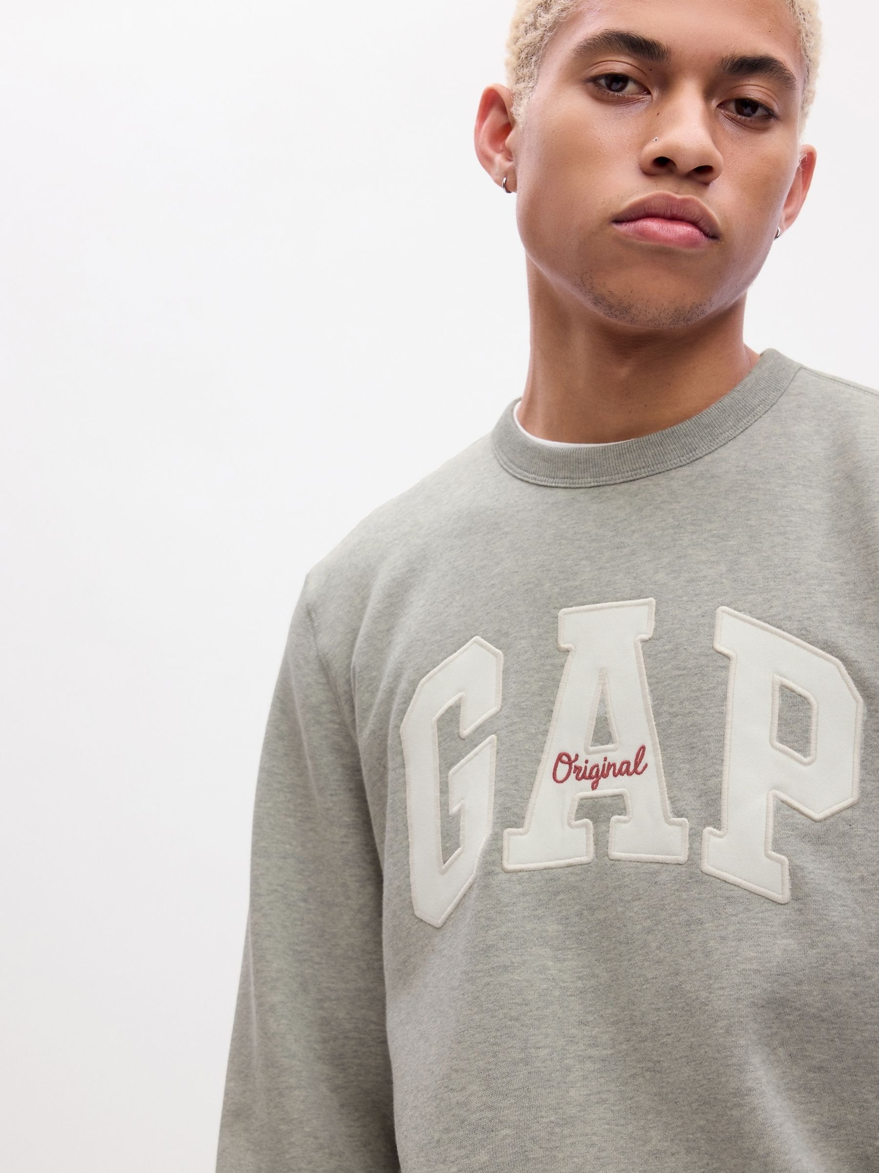 Grey Original Logo Crew Neck Jumper | Gap