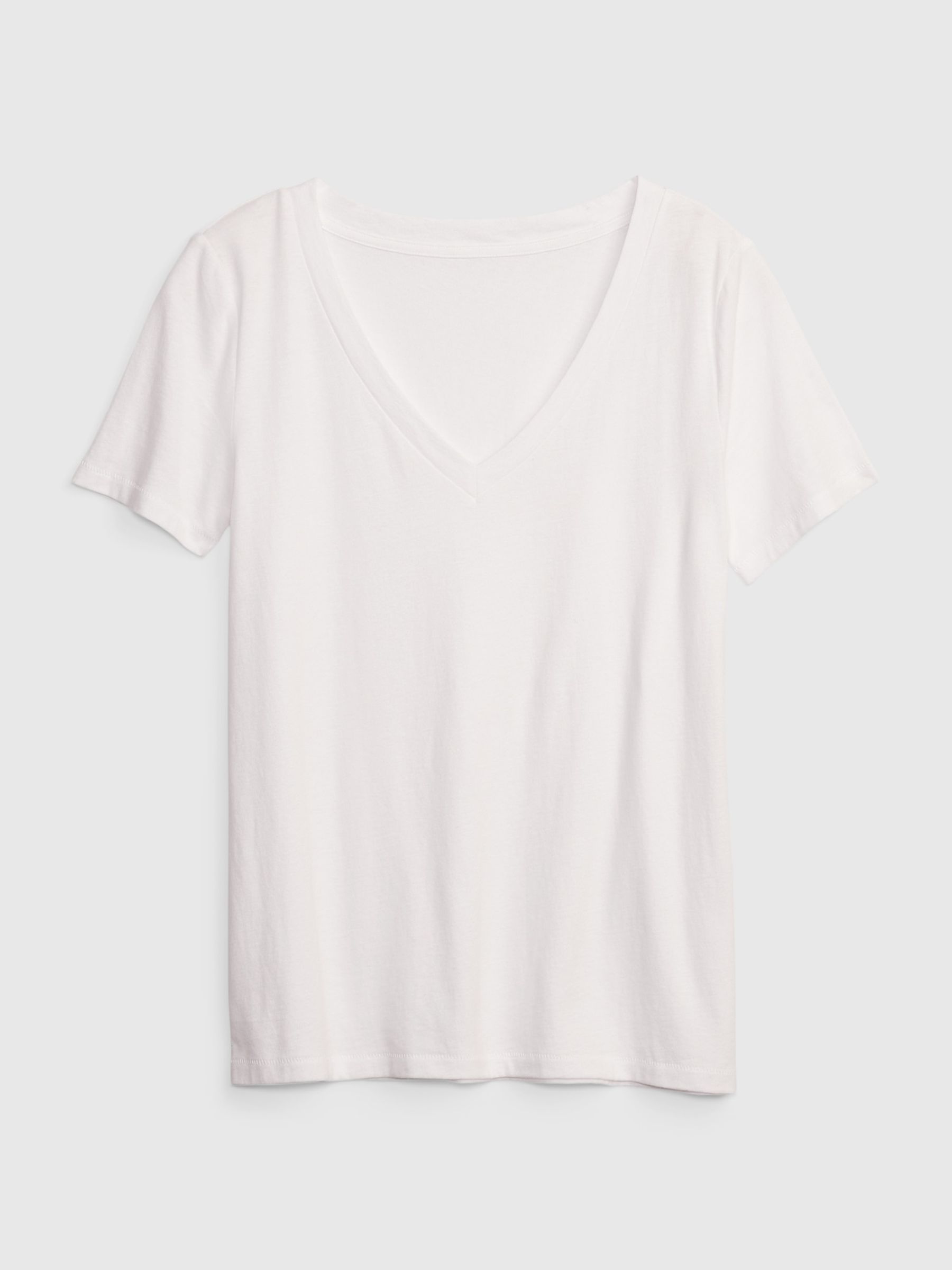 White V-Neck Vintage 100% Organic Cotton Short Sleeve T-Shirt - Image 9 of 9