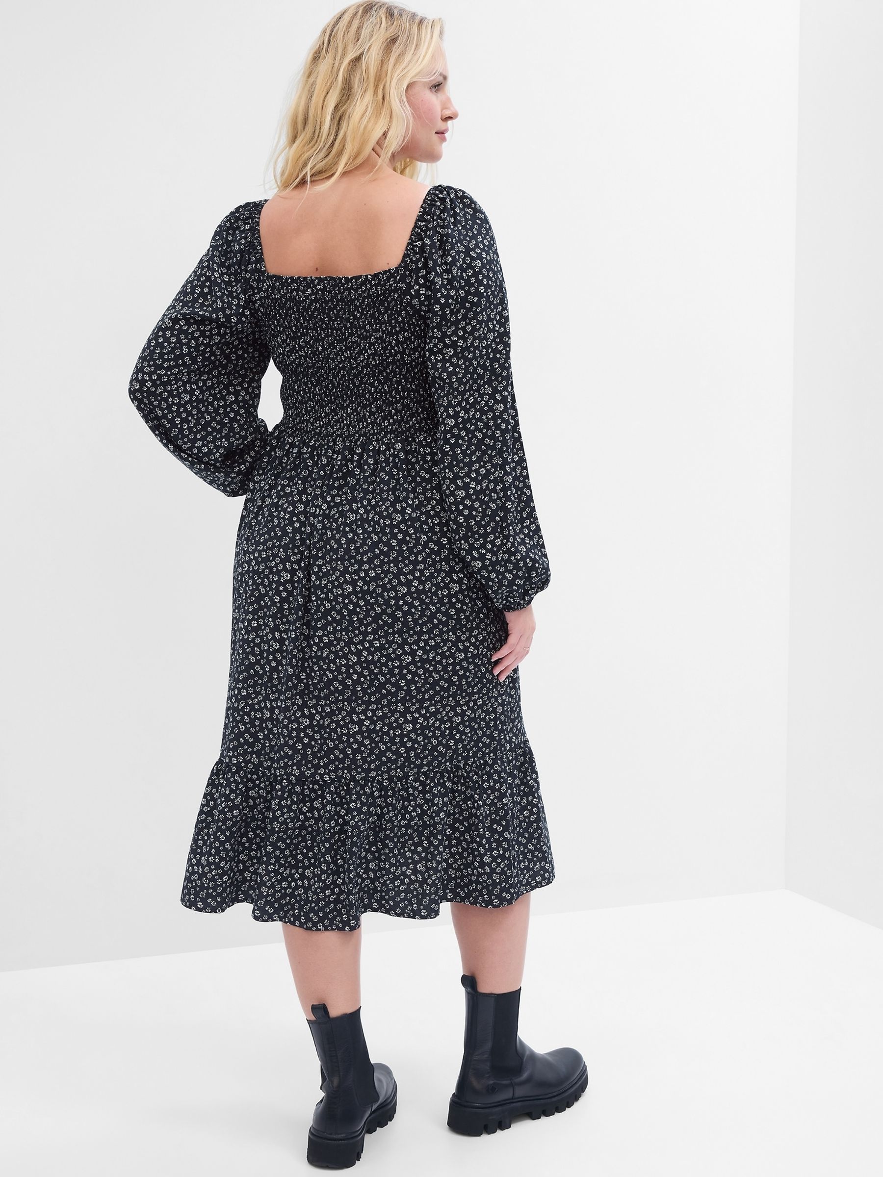 Multi Print Square Neck Midi Dress - Image 2 of 5