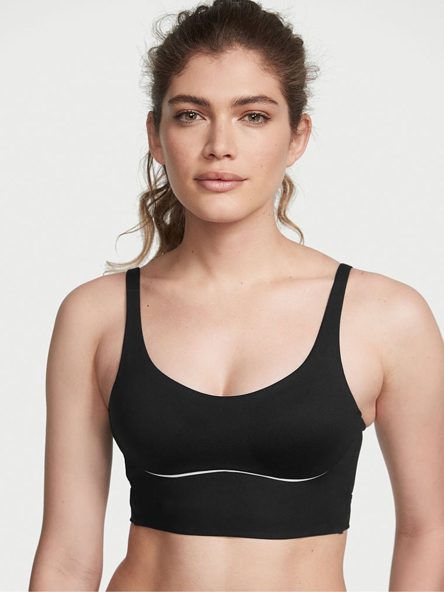 Black Medium Impact Strappy Back Sports Bra - Image 1 of 3